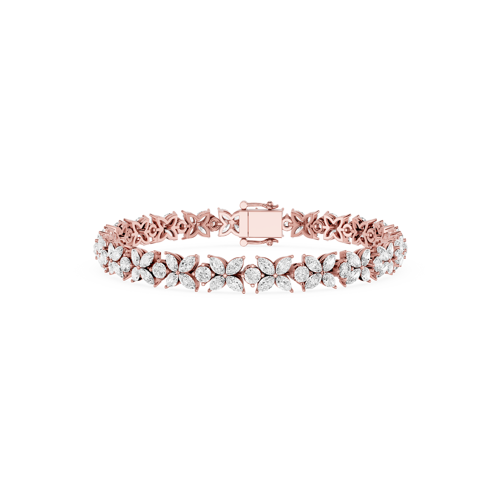 Lab Grown Diamond Marquise Floral Tennis Bracelet