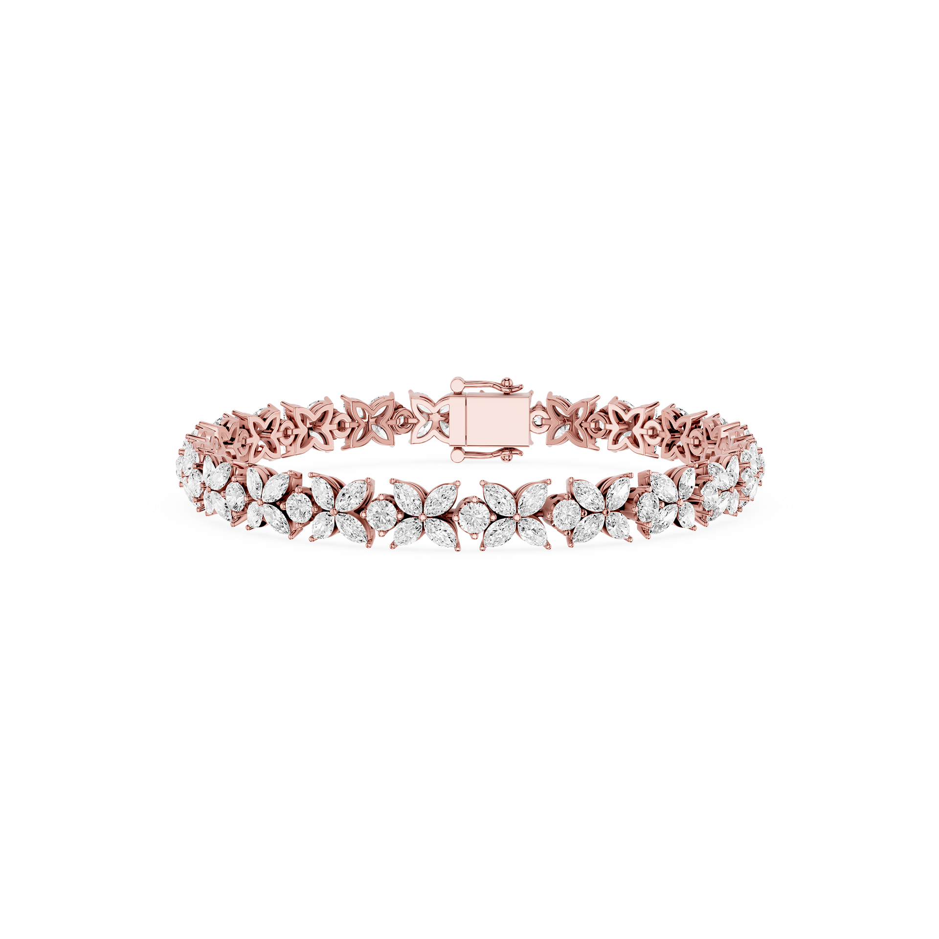 Lab Grown Diamond Marquise Floral Tennis Bracelet