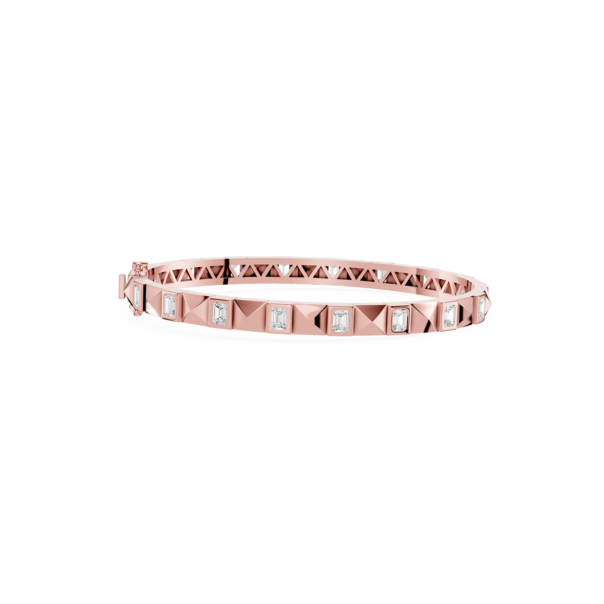 Lab Grown Emerald Cut Diamond Station Bangle Bracelet