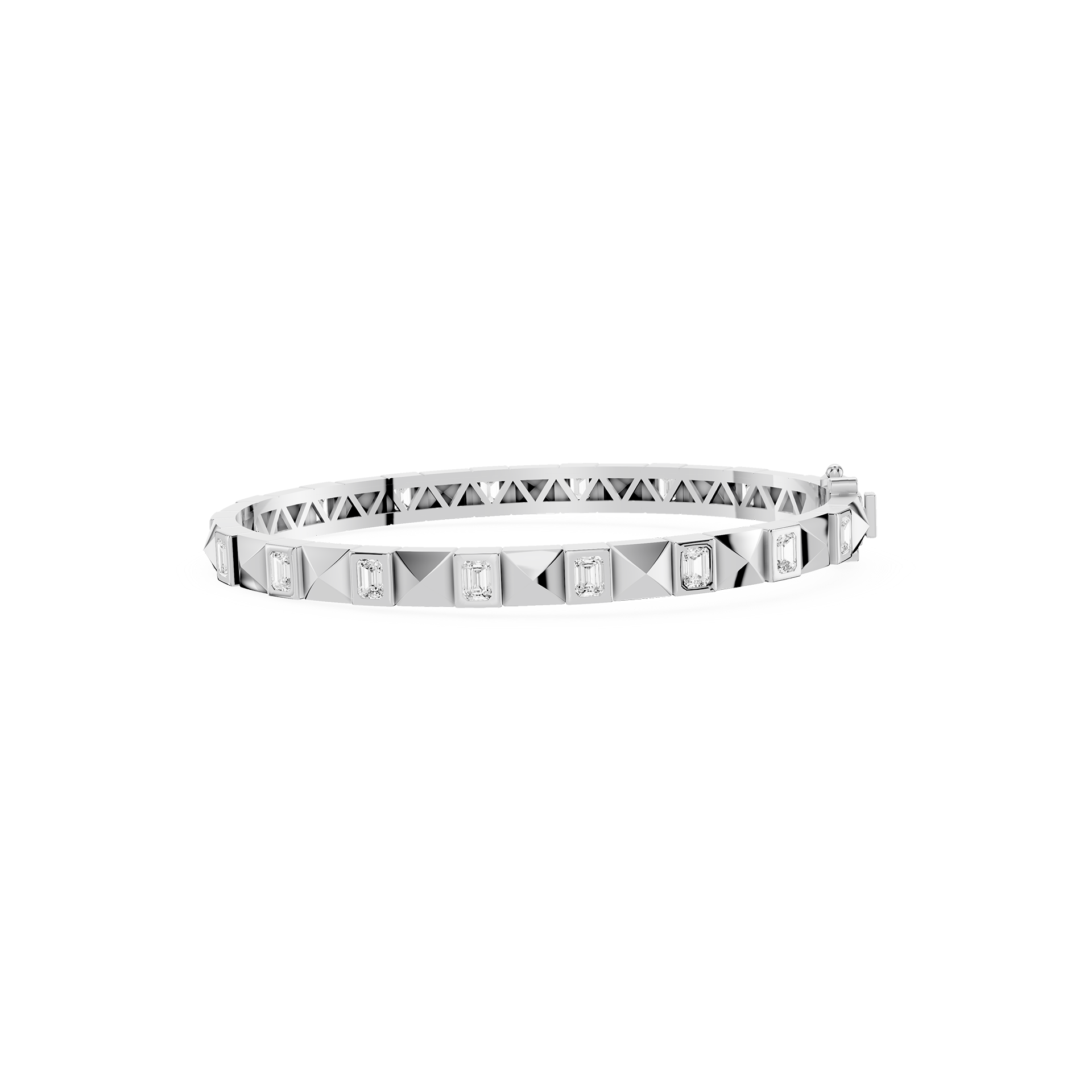 Lab Grown Emerald Cut Diamond Station Bangle Bracelet