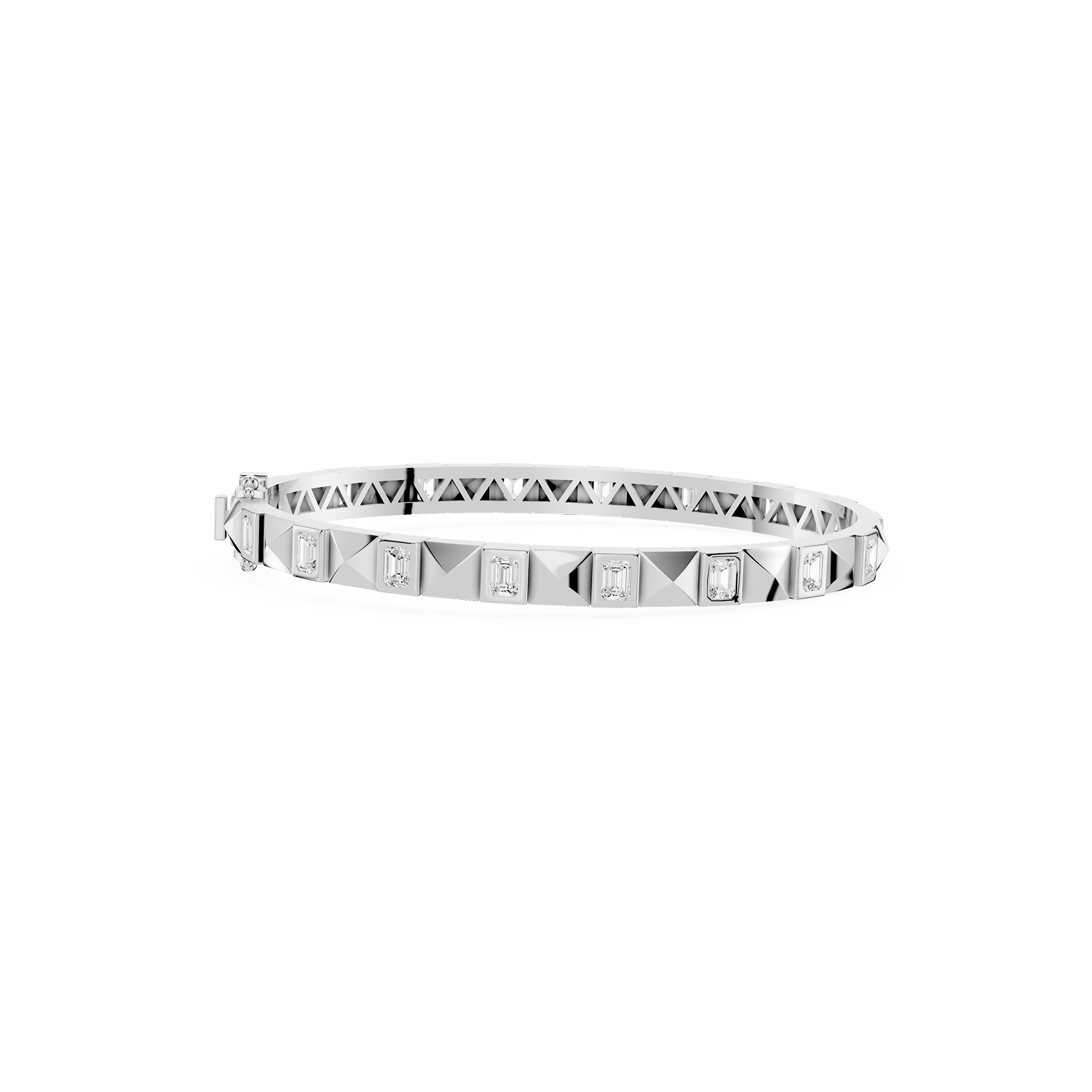 Lab Grown Emerald Cut Diamond Station Bangle Bracelet