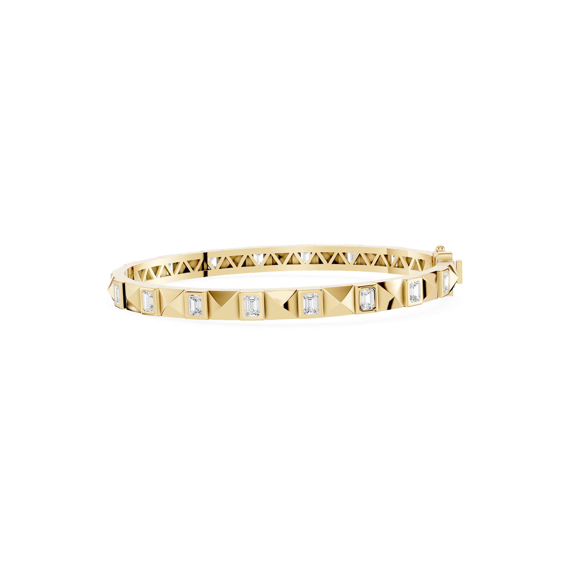 Lab Grown Emerald Cut Diamond Station Bangle Bracelet