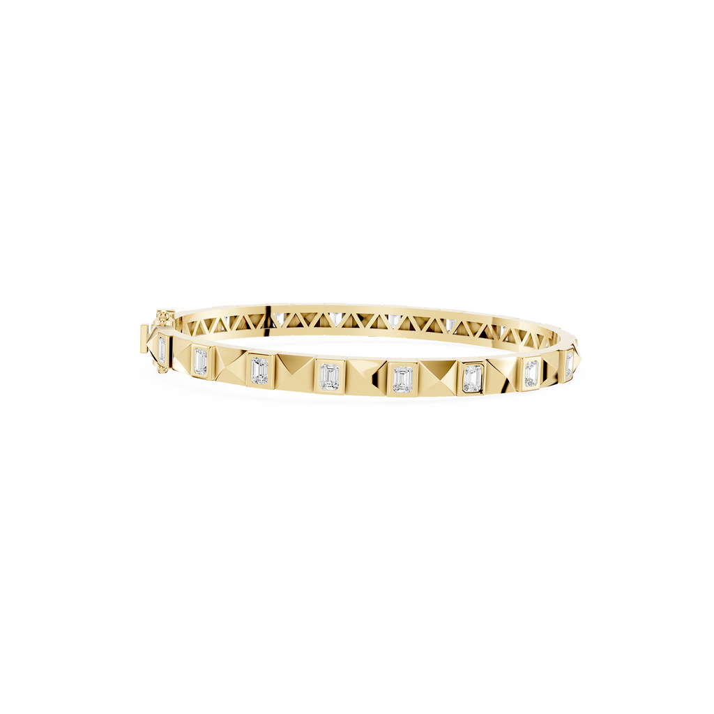 Lab Grown Emerald Cut Diamond Station Bangle Bracelet