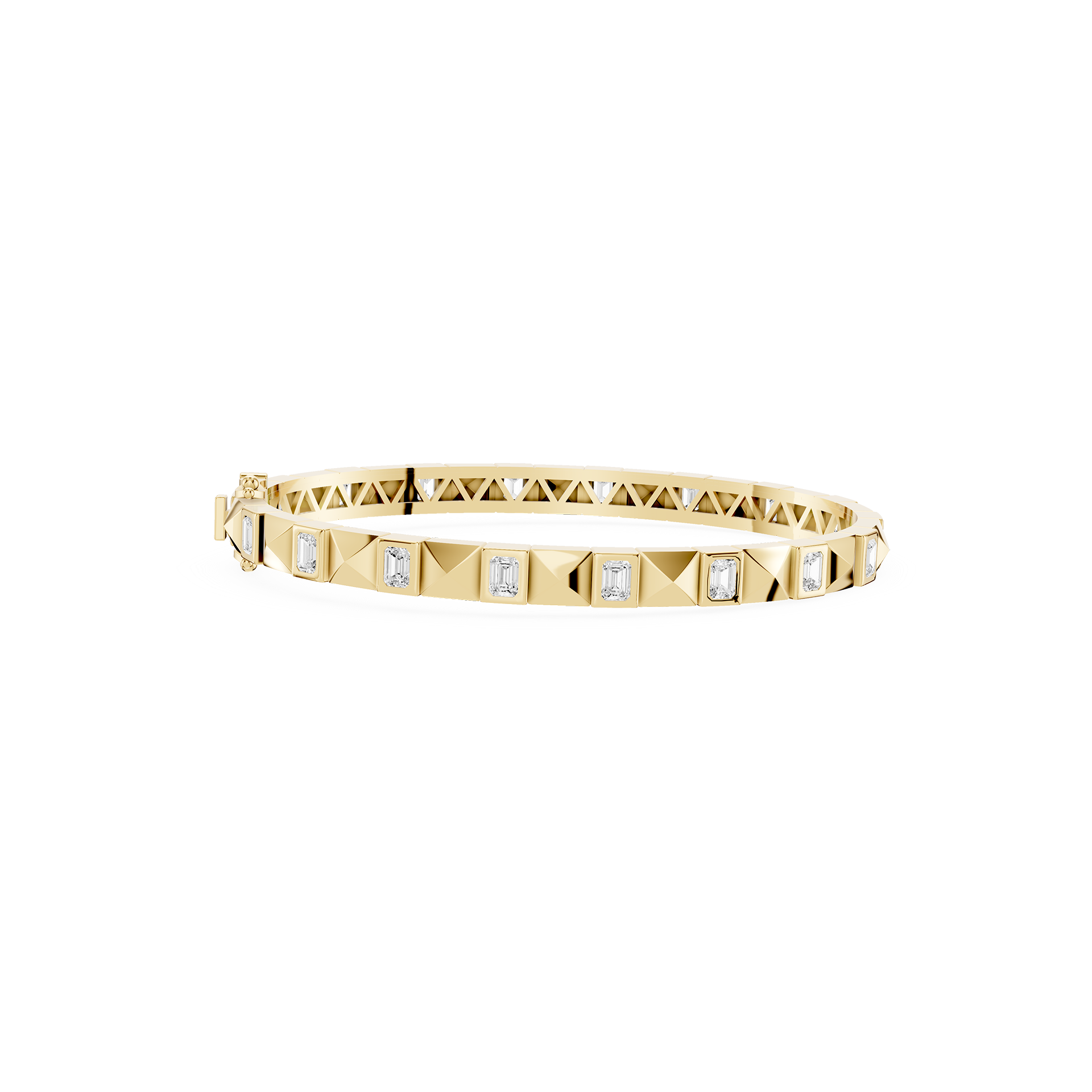 Lab Grown Emerald Cut Diamond Station Bangle Bracelet