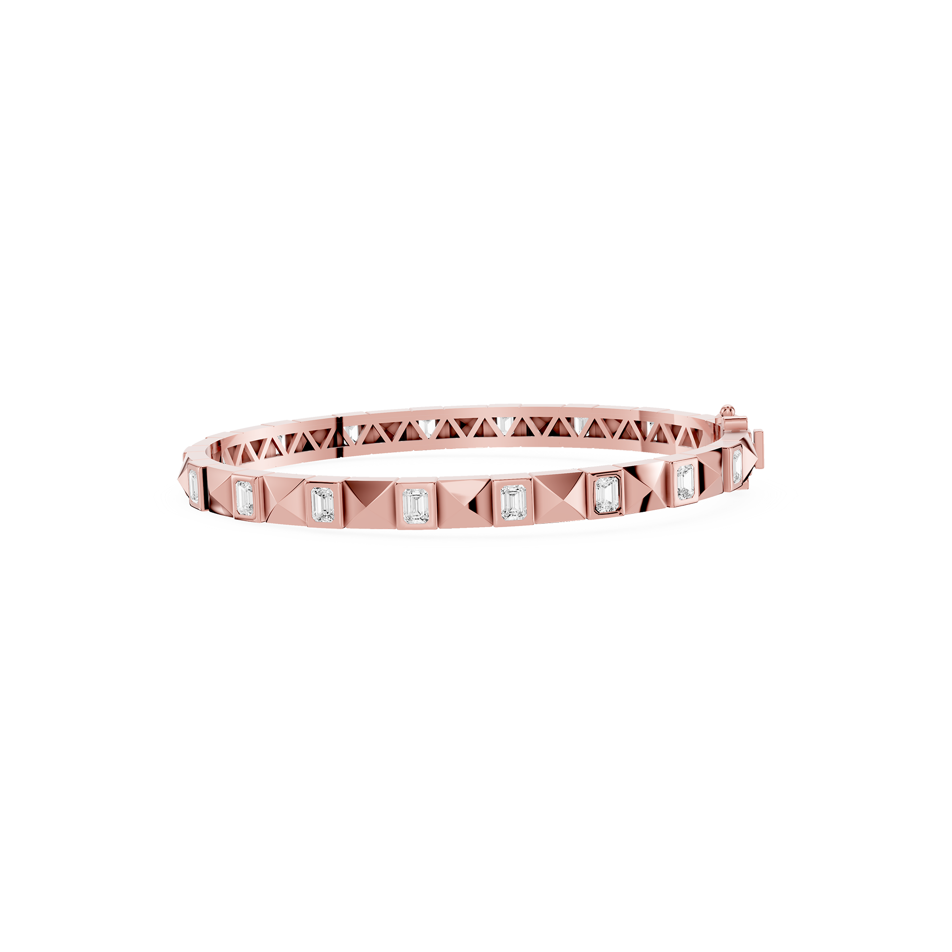 Lab Grown Emerald Cut Diamond Station Bangle Bracelet