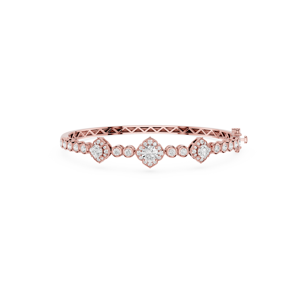 Lab Grown Diamond Halo Station Bangle Bracelet