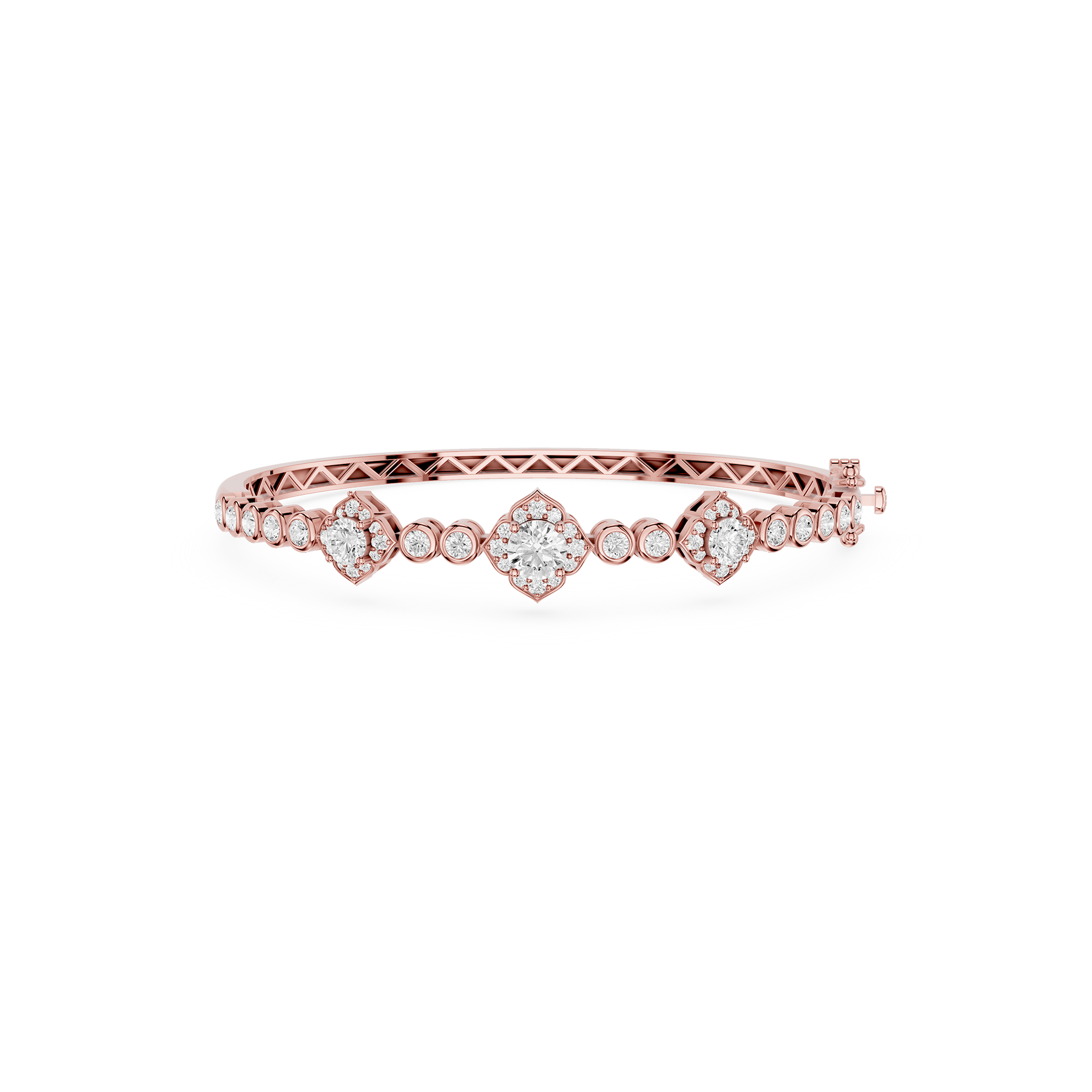 Lab Grown Diamond Halo Station Bangle Bracelet