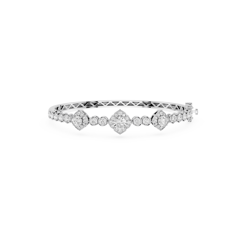 Lab Grown Diamond Halo Station Bangle Bracelet