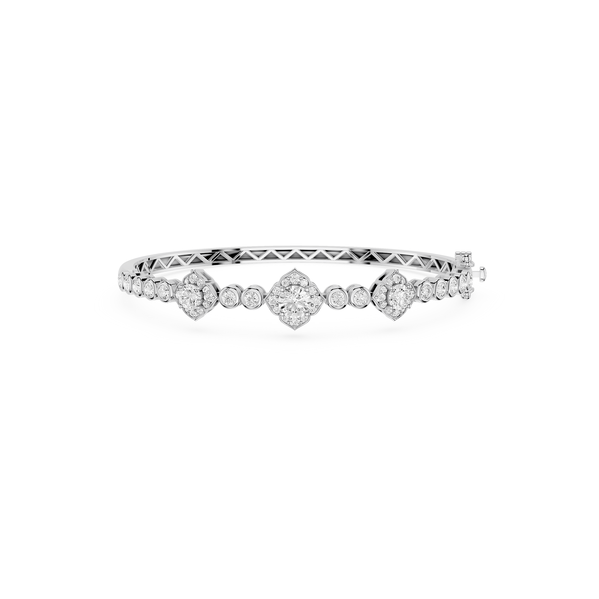 Lab Grown Diamond Halo Station Bangle Bracelet