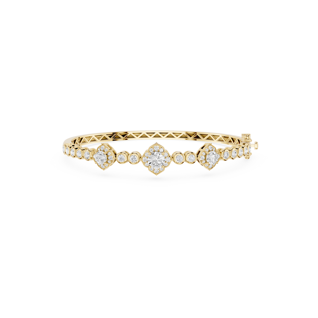 Lab Grown Diamond Halo Station Bangle Bracelet