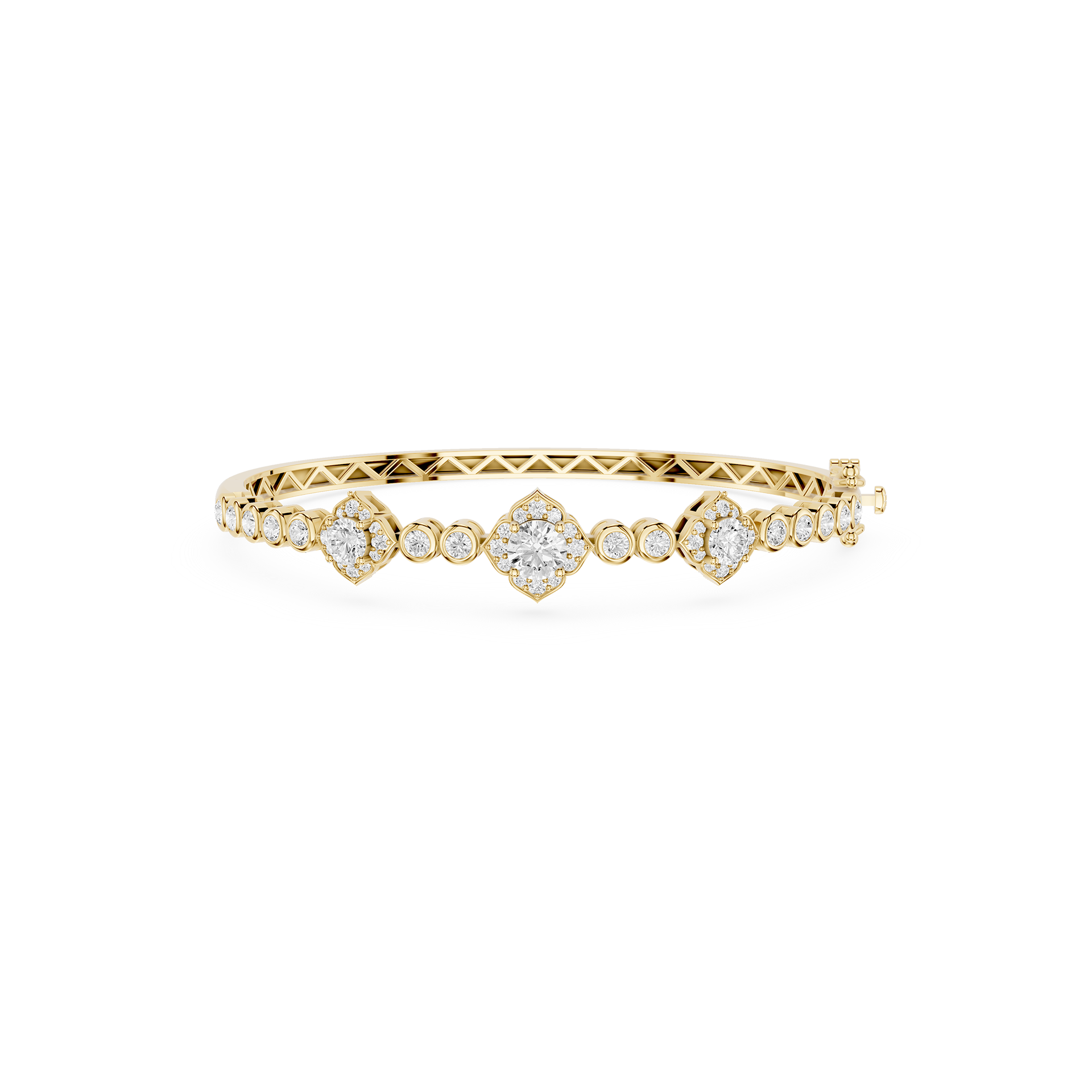 Lab Grown Diamond Halo Station Bangle Bracelet