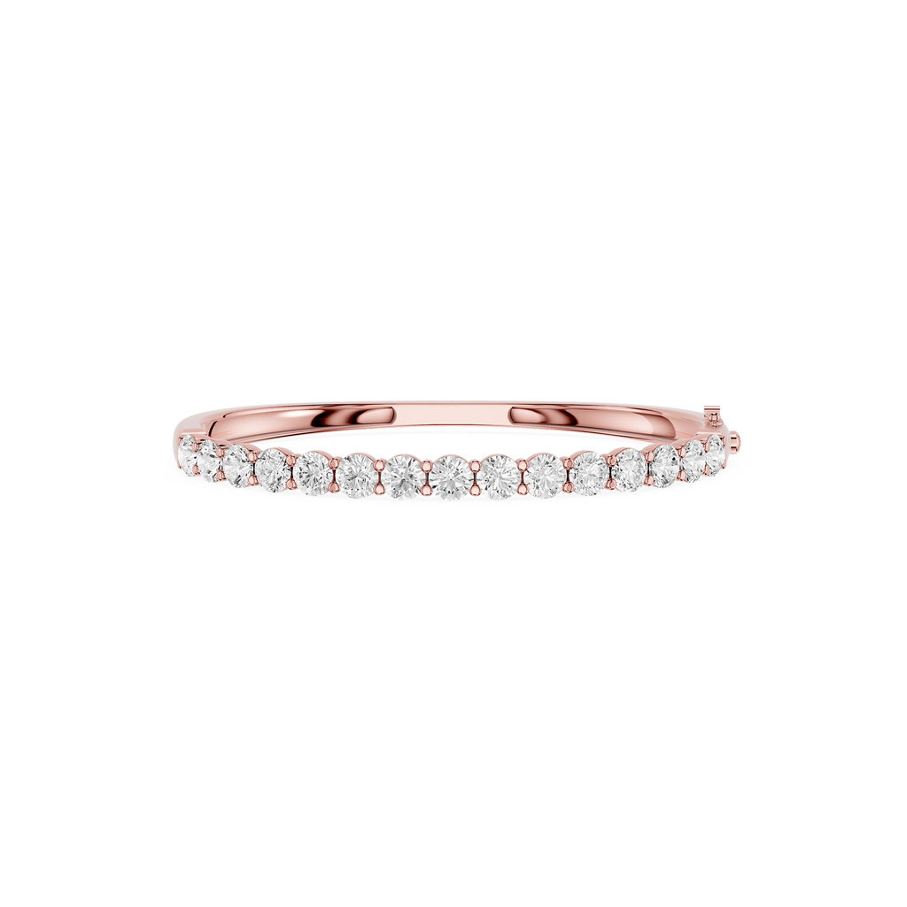 Lab Grown Round Diamond Half Tennis Bangle Bracelet