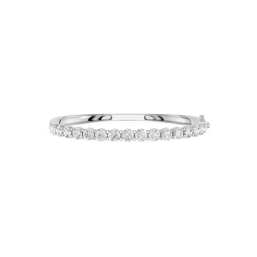 Lab Grown Round Diamond Half Tennis Bangle Bracelet