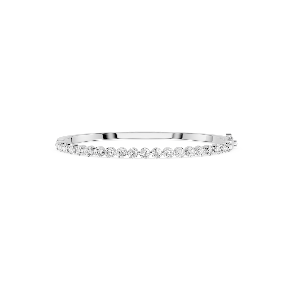 Lab Grown Oval Diamond Half Tennis Bangle Bracelet