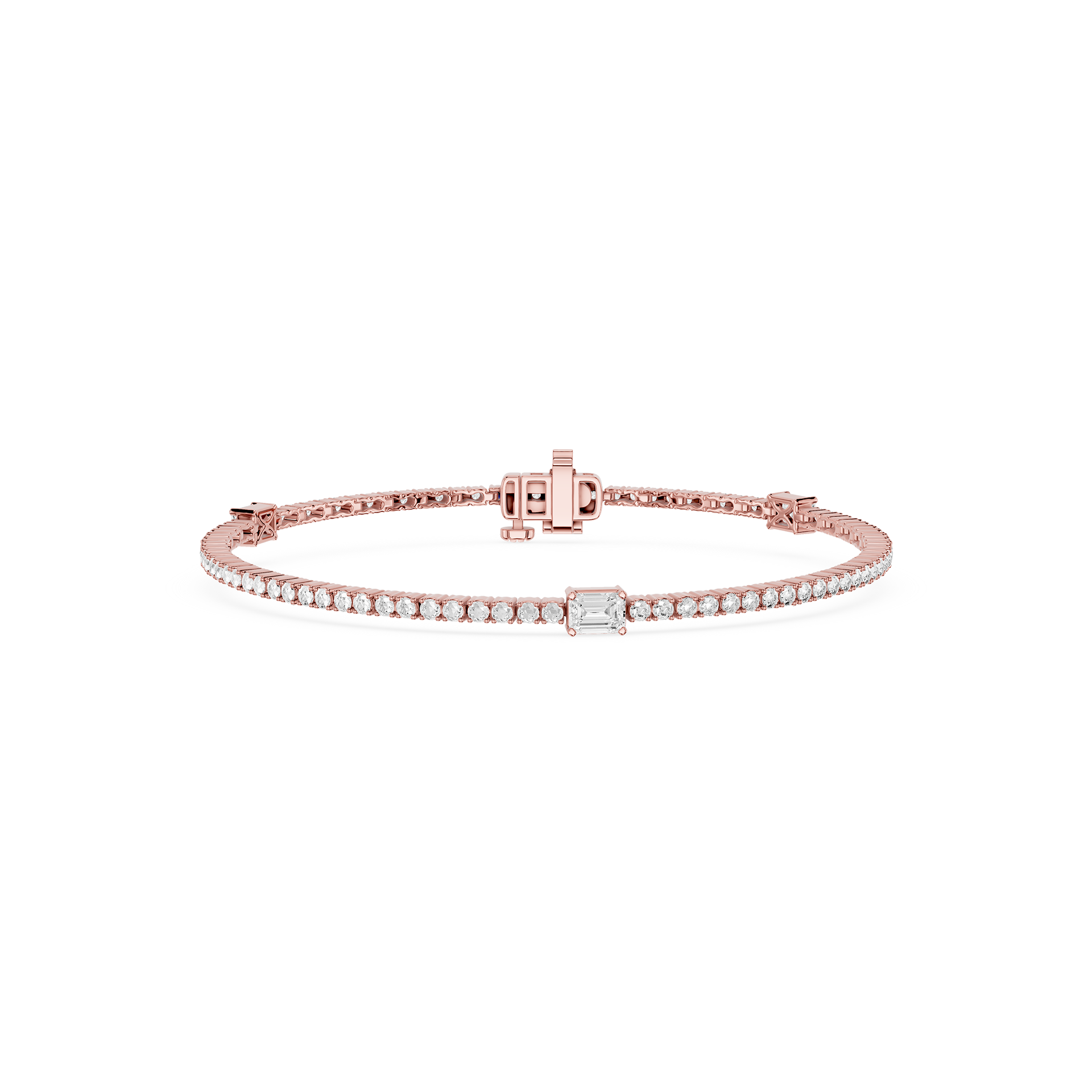 Lab Grown Emerald Cut Diamond Tennis Bangle Bracelet