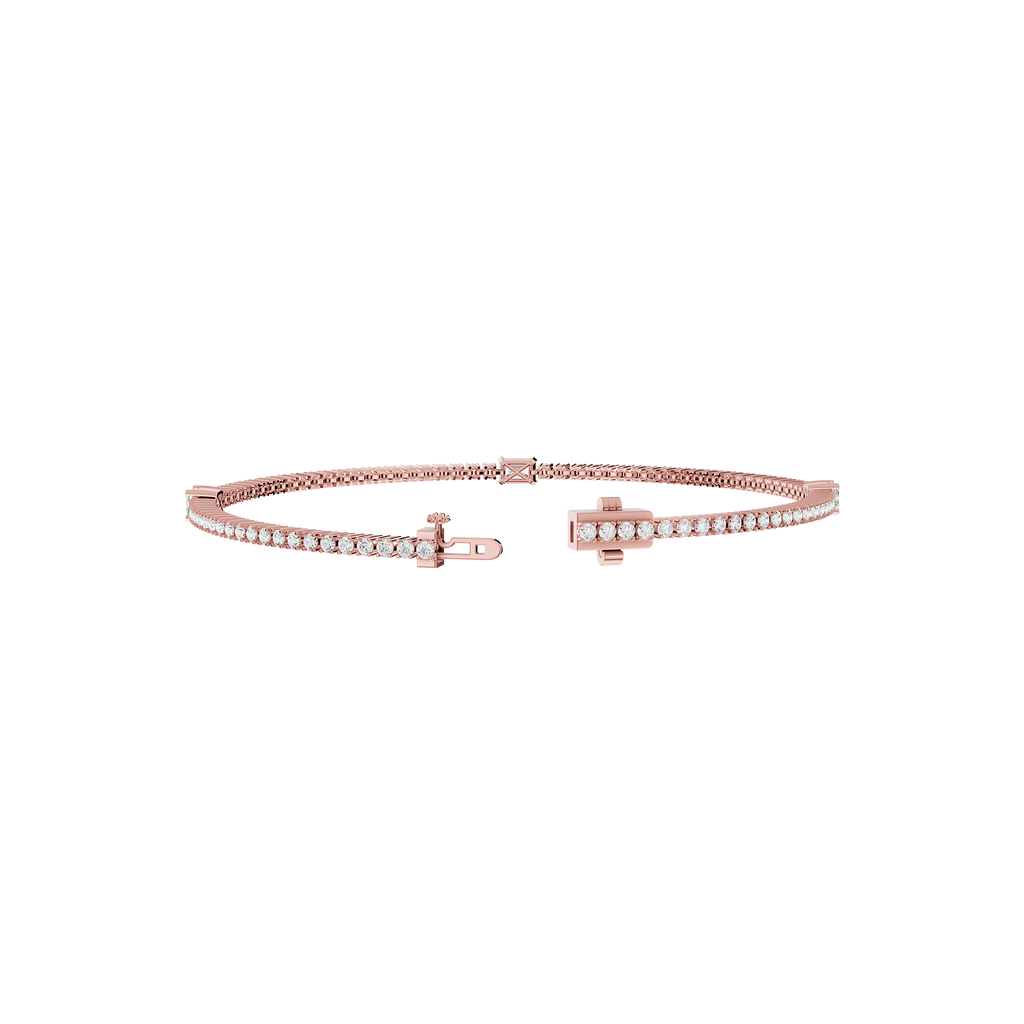 Lab Grown Emerald Cut Diamond Tennis Bangle Bracelet