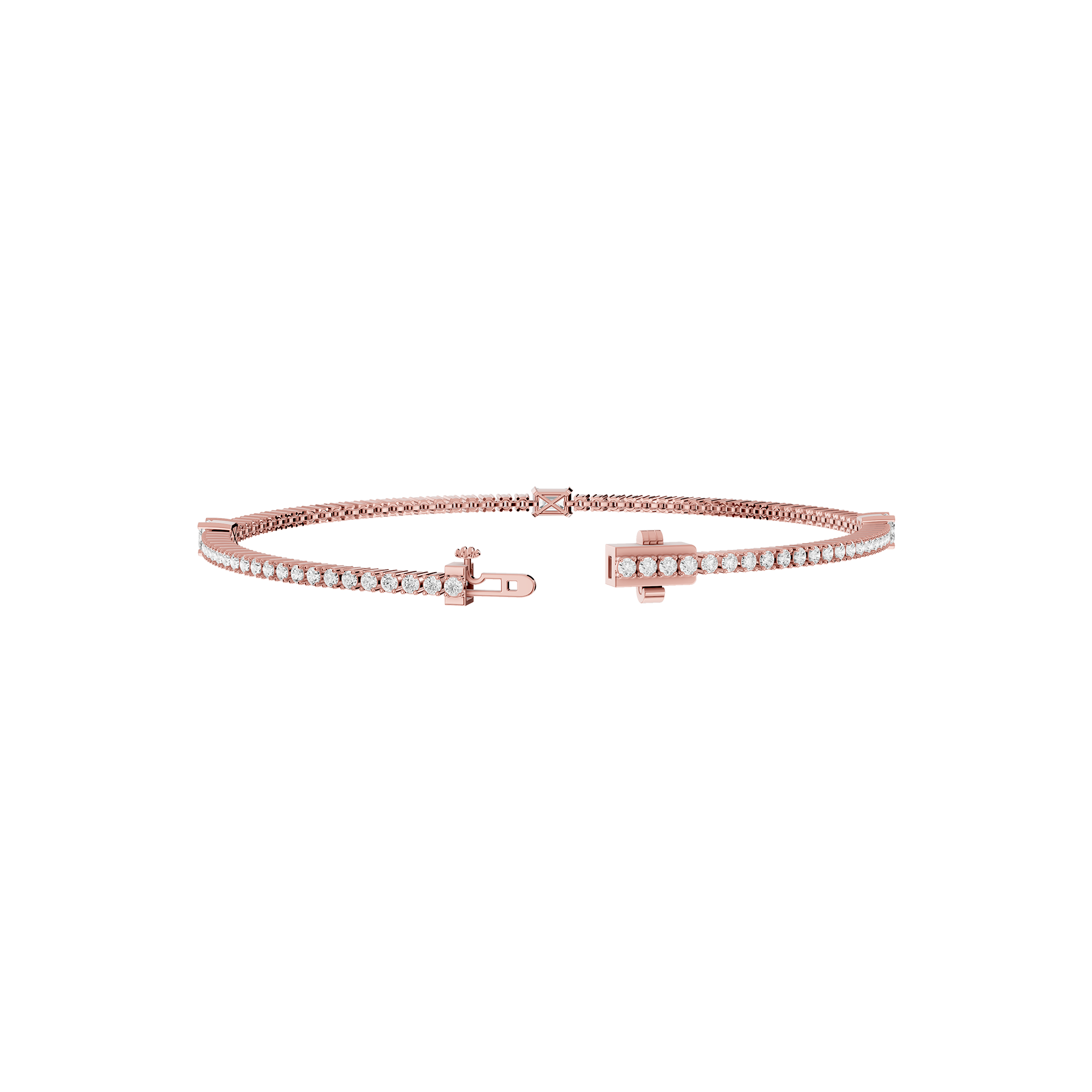 Lab Grown Emerald Cut Diamond Tennis Bangle Bracelet
