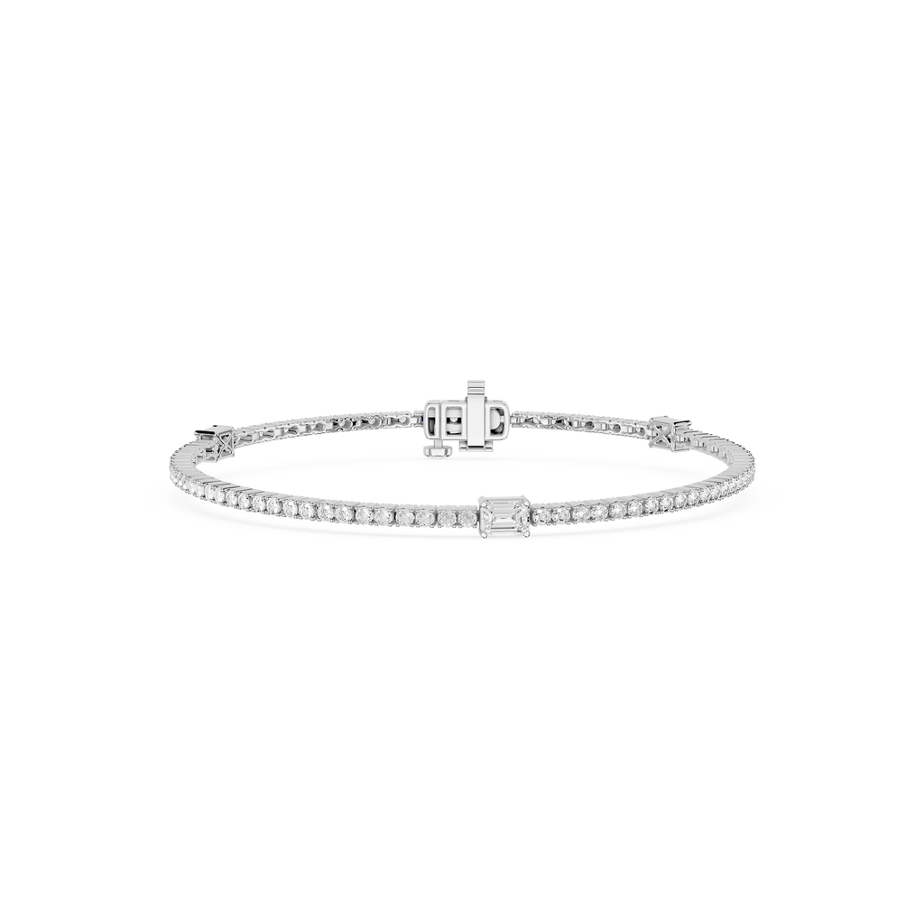 Lab Grown Emerald Cut Diamond Tennis Bangle Bracelet