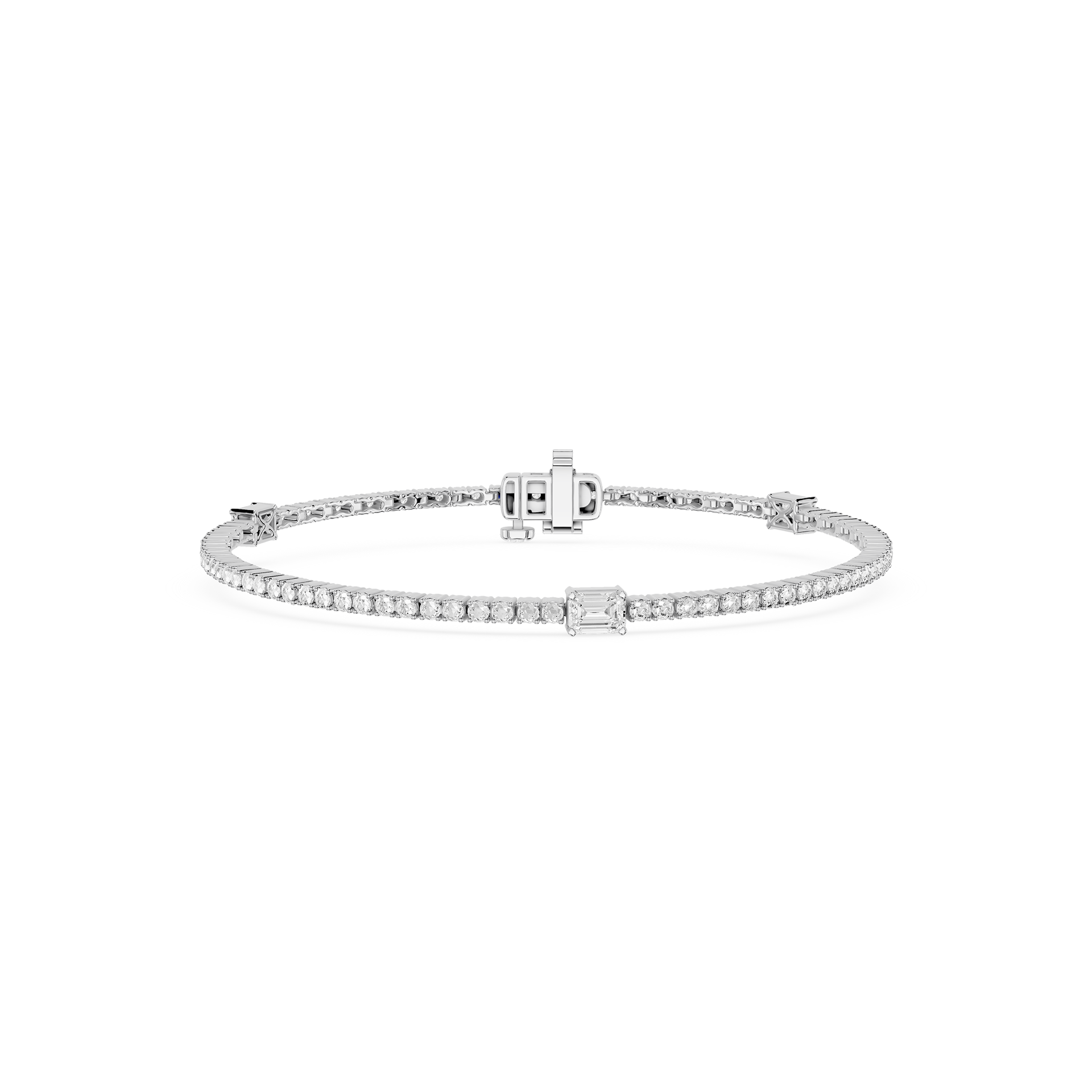 Lab Grown Emerald Cut Diamond Tennis Bangle Bracelet