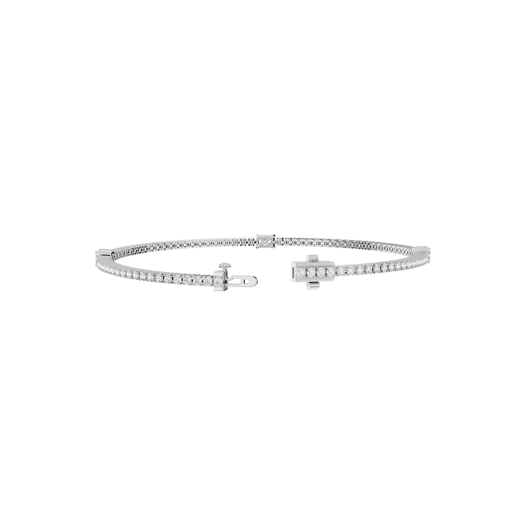 Lab Grown Emerald Cut Diamond Tennis Bangle Bracelet
