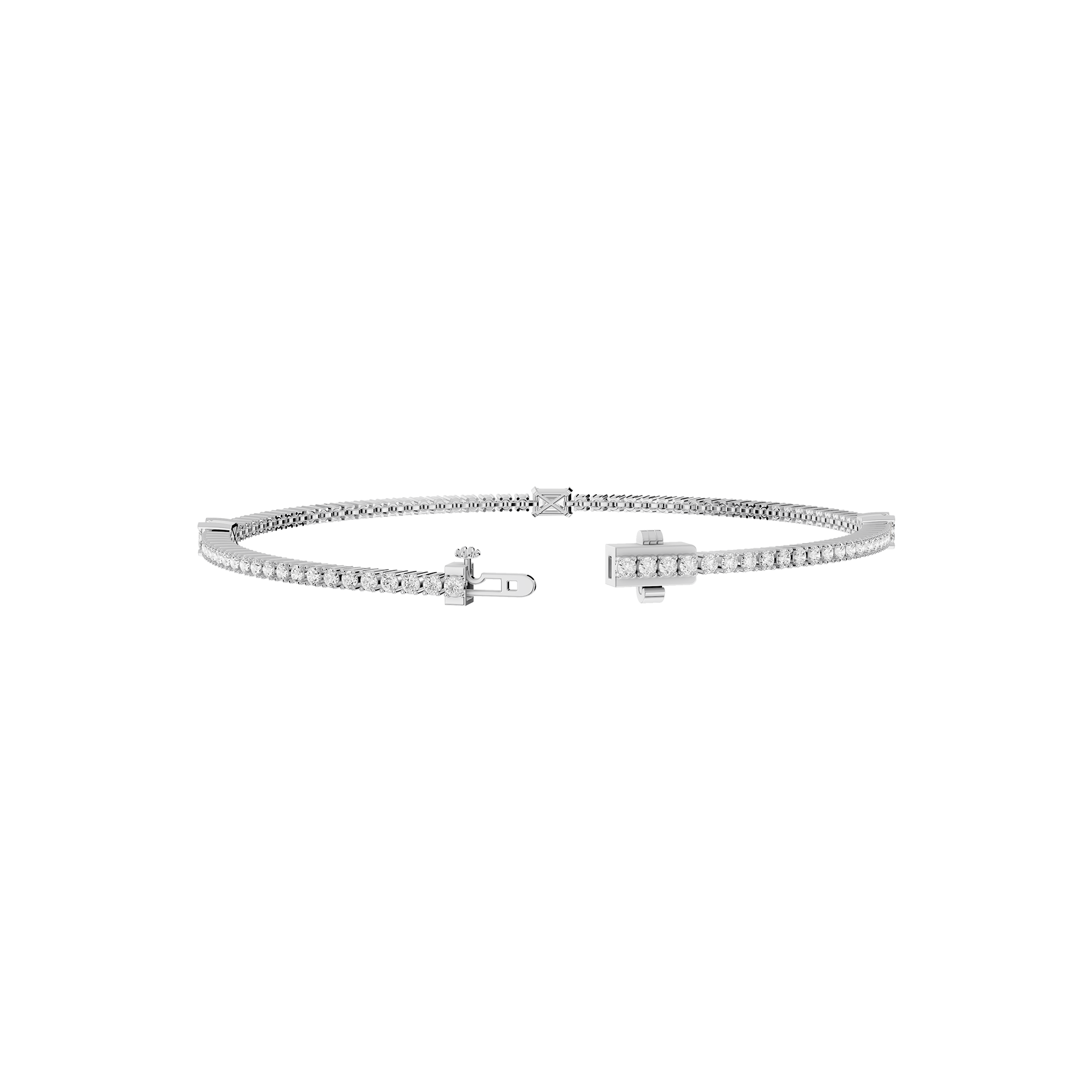 Lab Grown Emerald Cut Diamond Tennis Bangle Bracelet