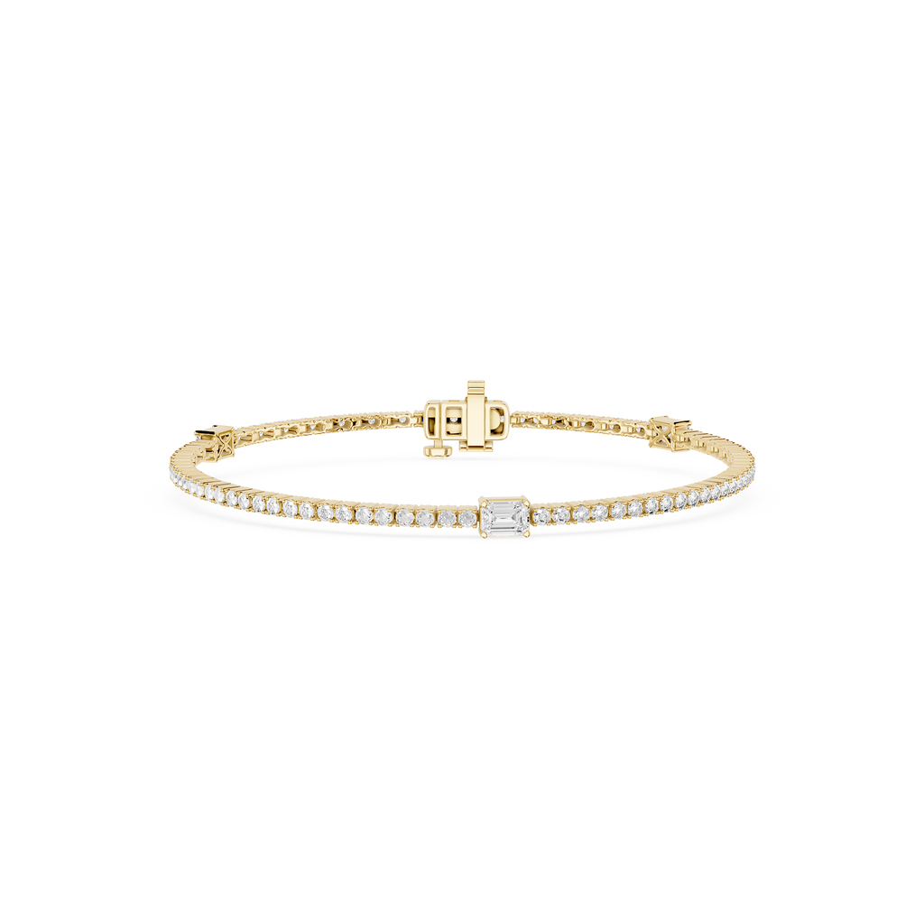 Lab Grown Emerald Cut Diamond Tennis Bangle Bracelet