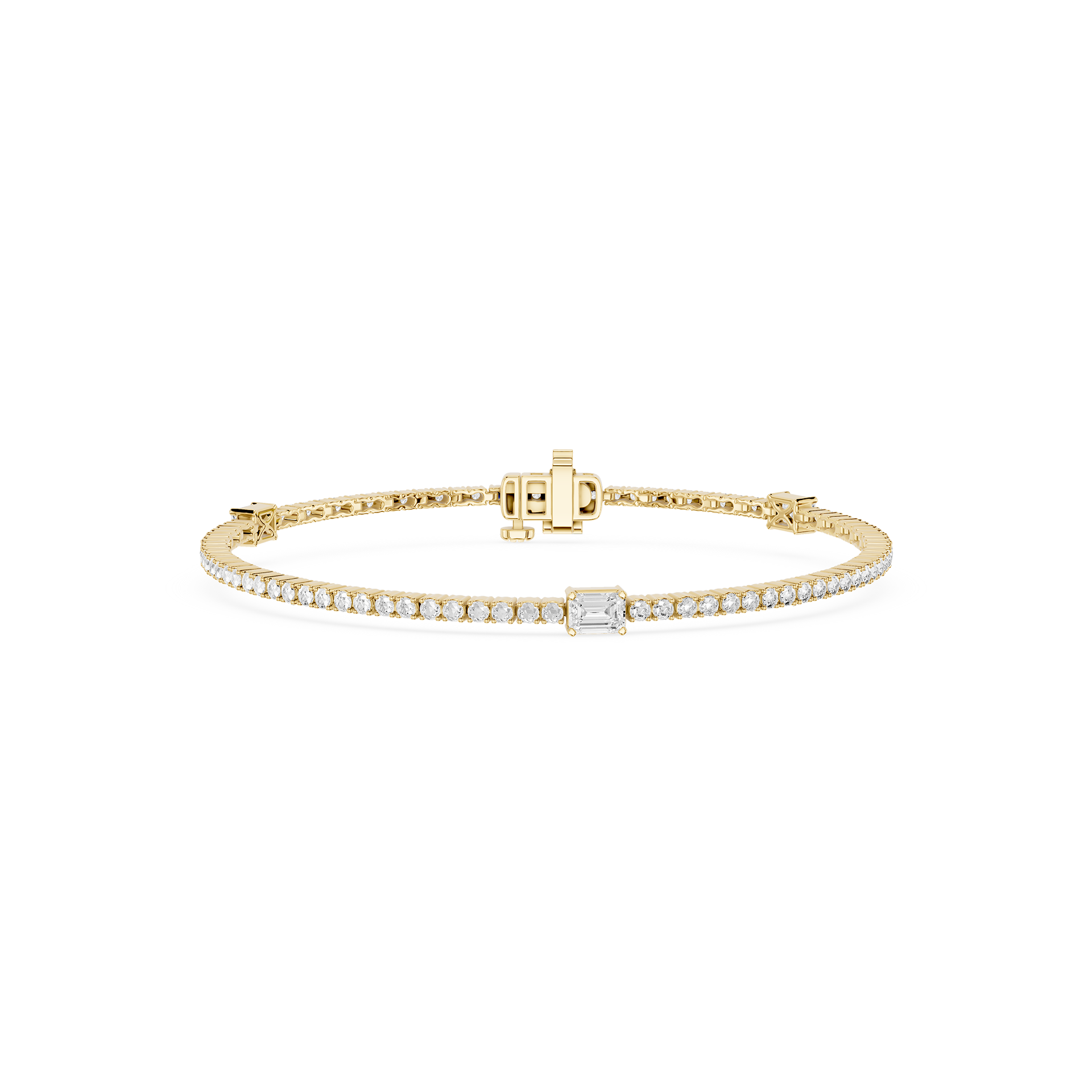 Lab Grown Emerald Cut Diamond Tennis Bangle Bracelet