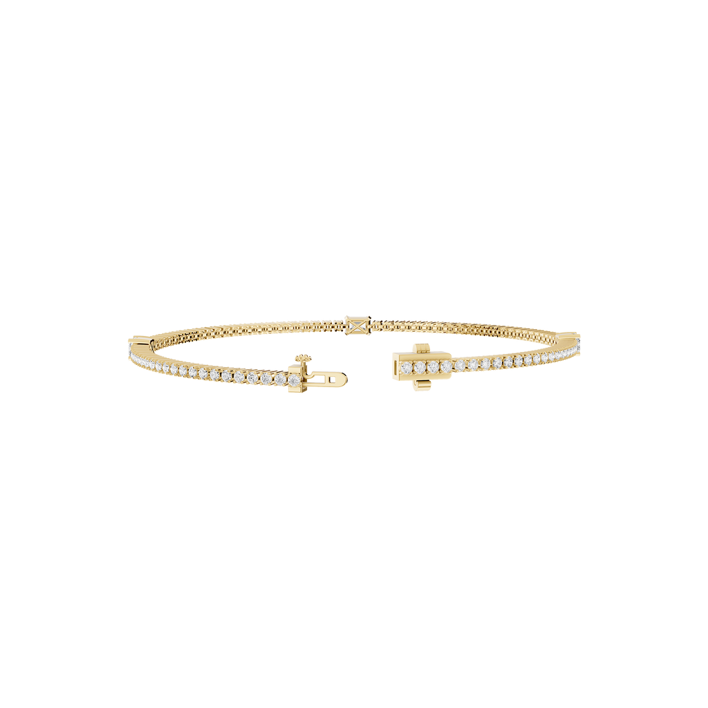 Lab Grown Emerald Cut Diamond Tennis Bangle Bracelet