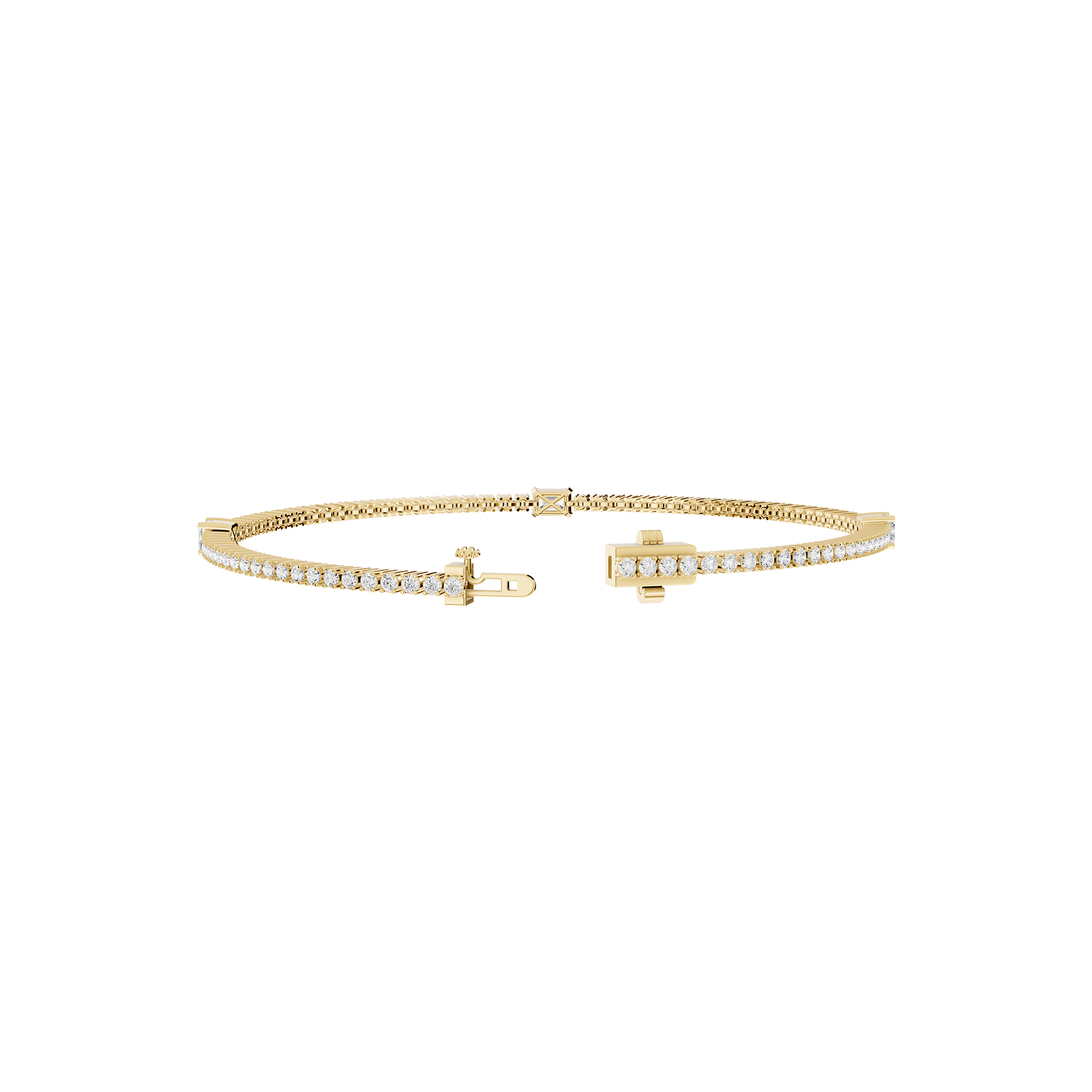 Lab Grown Emerald Cut Diamond Tennis Bangle Bracelet