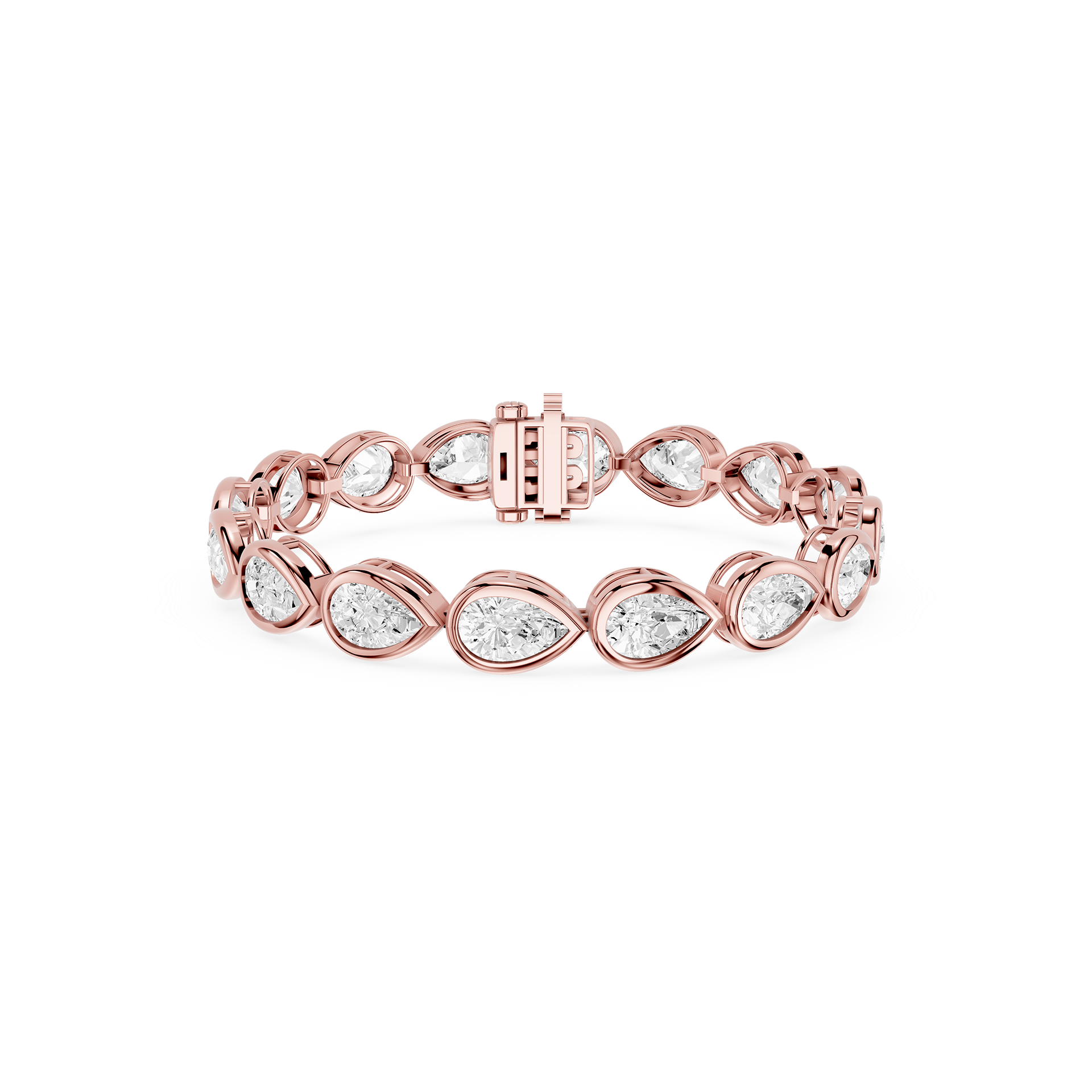 Lab Grown Pear Bezel Diamond Tennis Bracelet