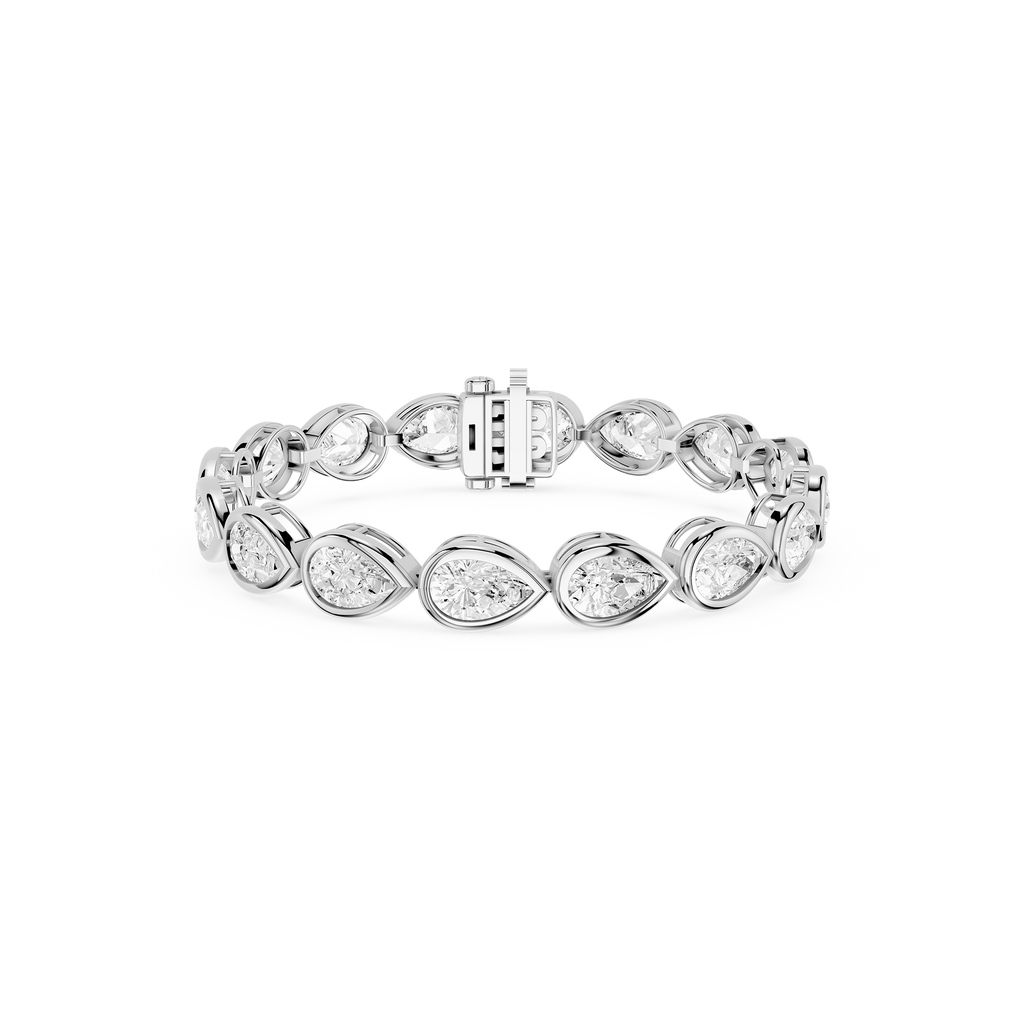 Lab Grown Pear Bezel Diamond Tennis Bracelet