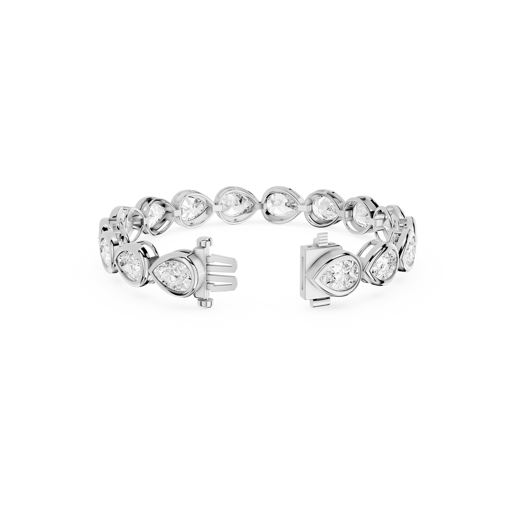Lab Grown Pear Bezel Diamond Tennis Bracelet