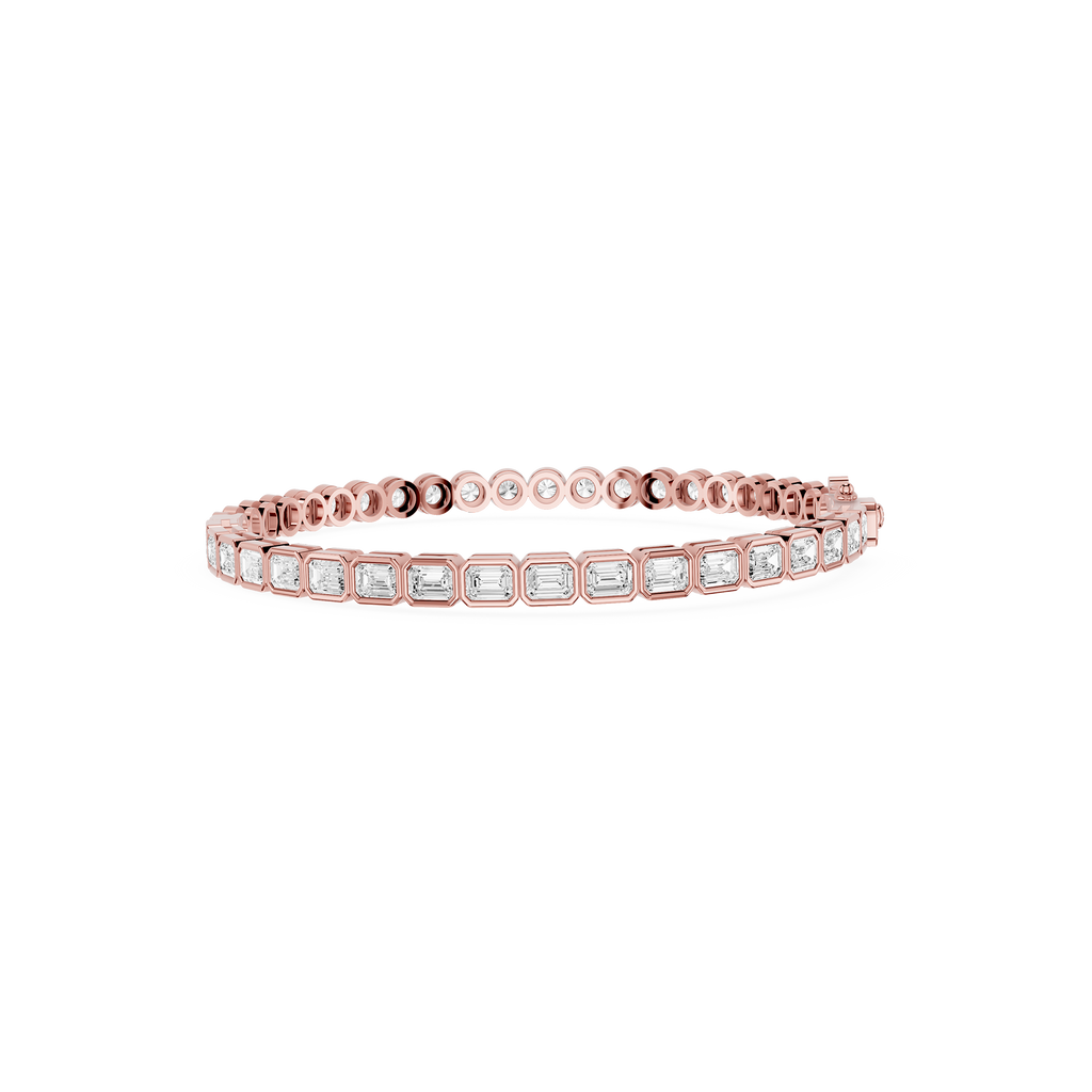 Lab Grown Emerald Cut Bezel Diamond Tennis Bracelet
