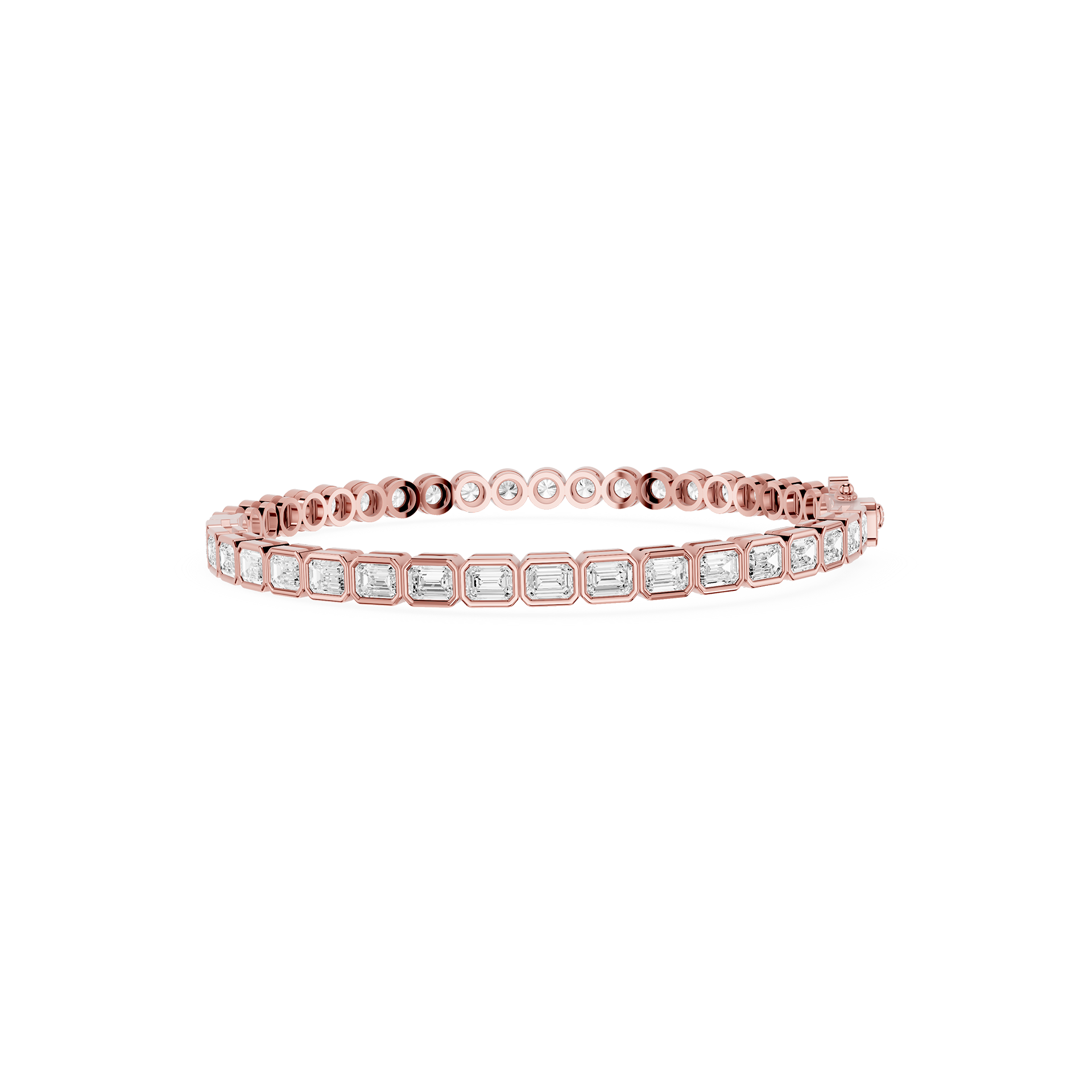 Lab Grown Emerald Cut Bezel Diamond Tennis Bracelet
