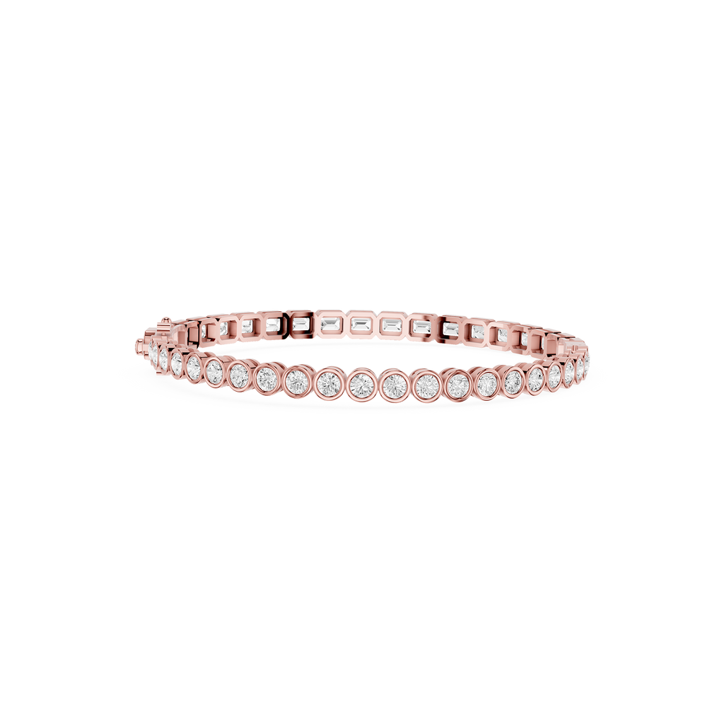 Lab Grown Emerald Cut Bezel Diamond Tennis Bracelet