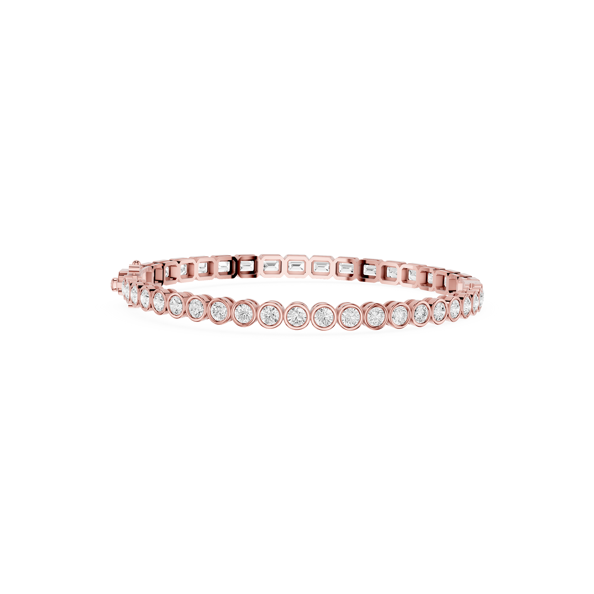 Lab Grown Emerald Cut Bezel Diamond Tennis Bracelet