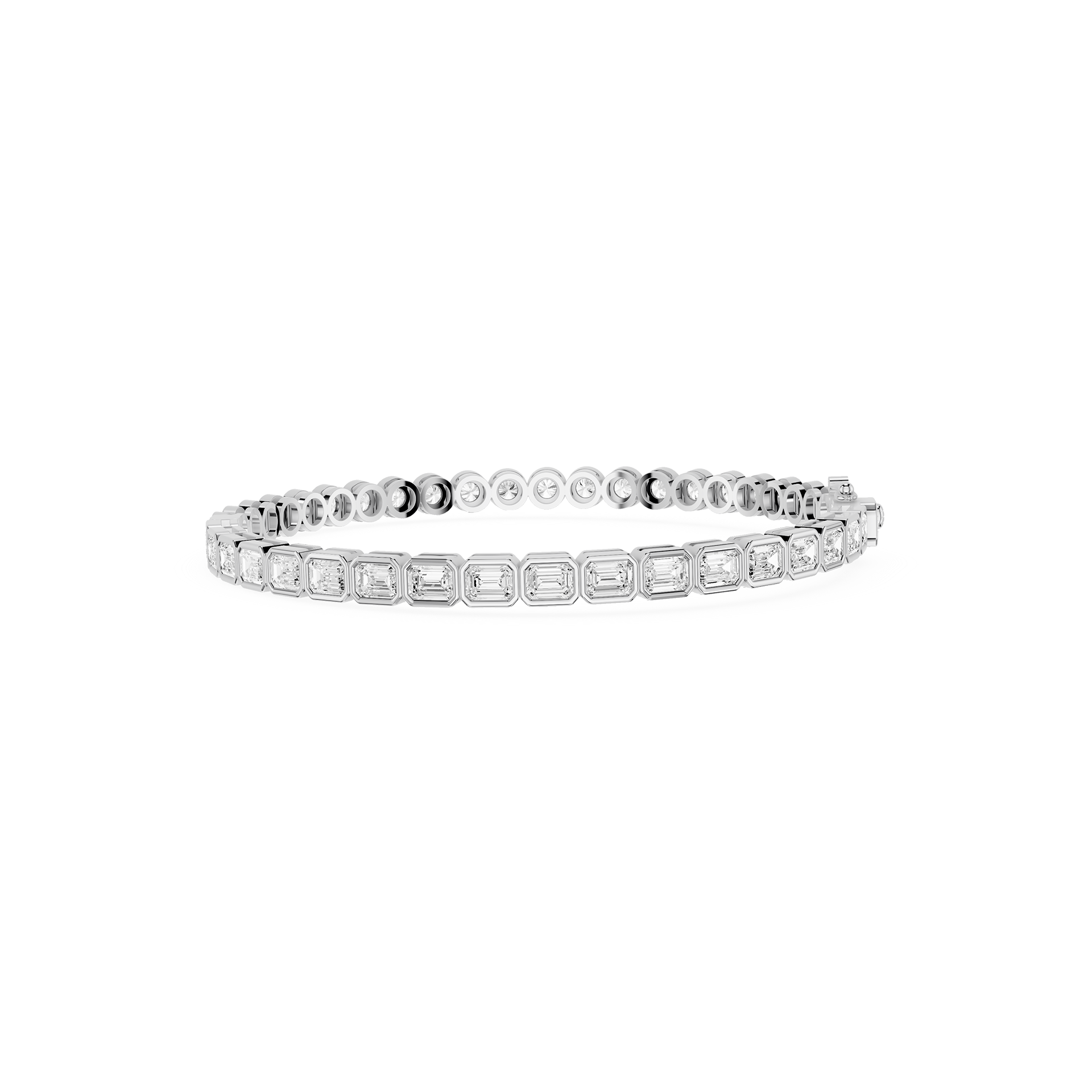 Lab Grown Emerald Cut Bezel Diamond Tennis Bracelet