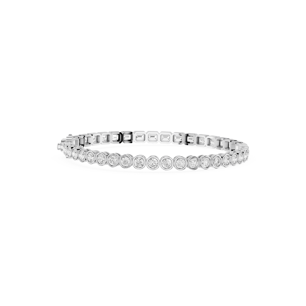 Lab Grown Emerald Cut Bezel Diamond Tennis Bracelet