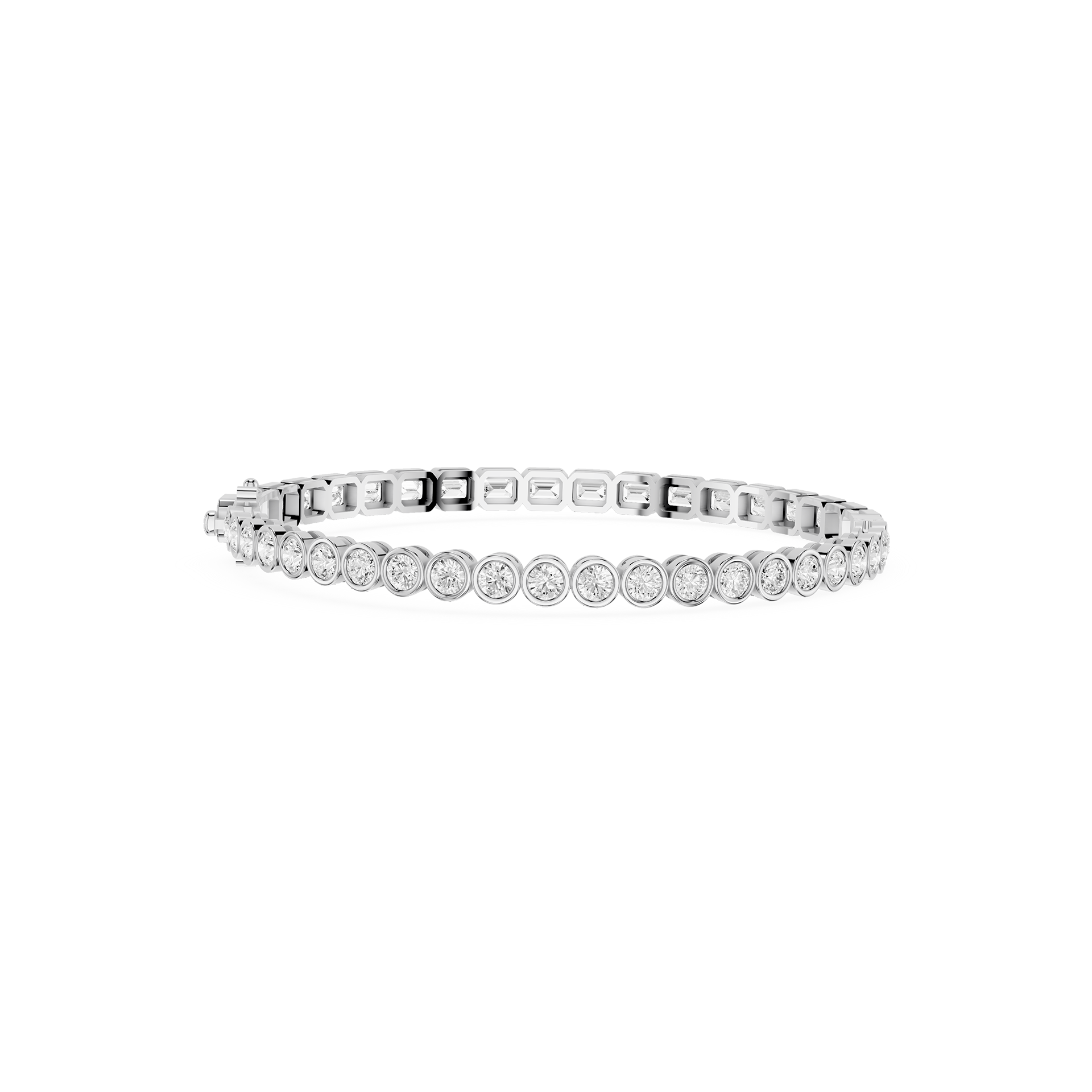 Lab Grown Emerald Cut Bezel Diamond Tennis Bracelet