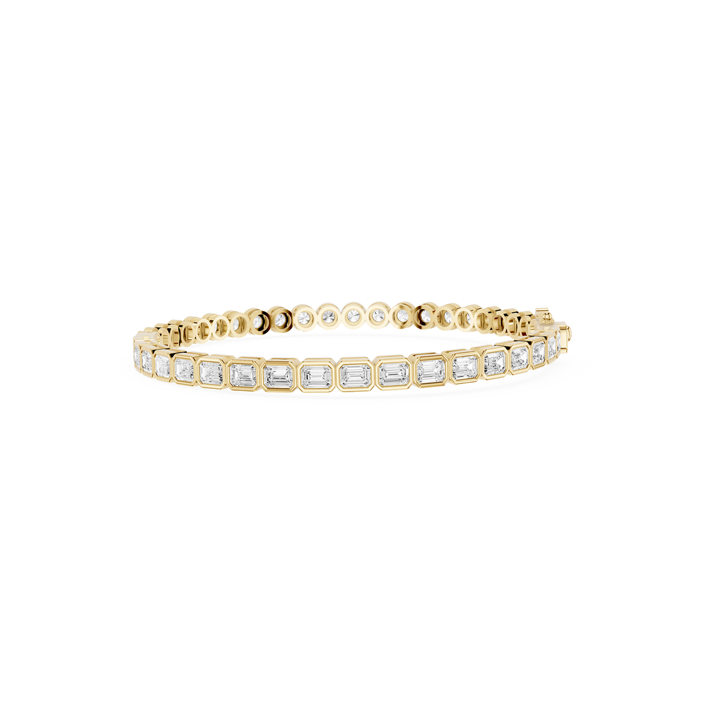 Lab Grown Emerald Cut Bezel Diamond Tennis Bracelet