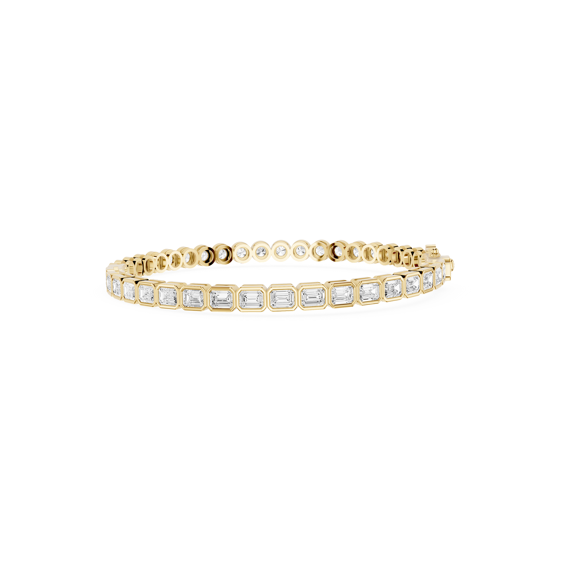 Lab Grown Emerald Cut Bezel Diamond Tennis Bracelet
