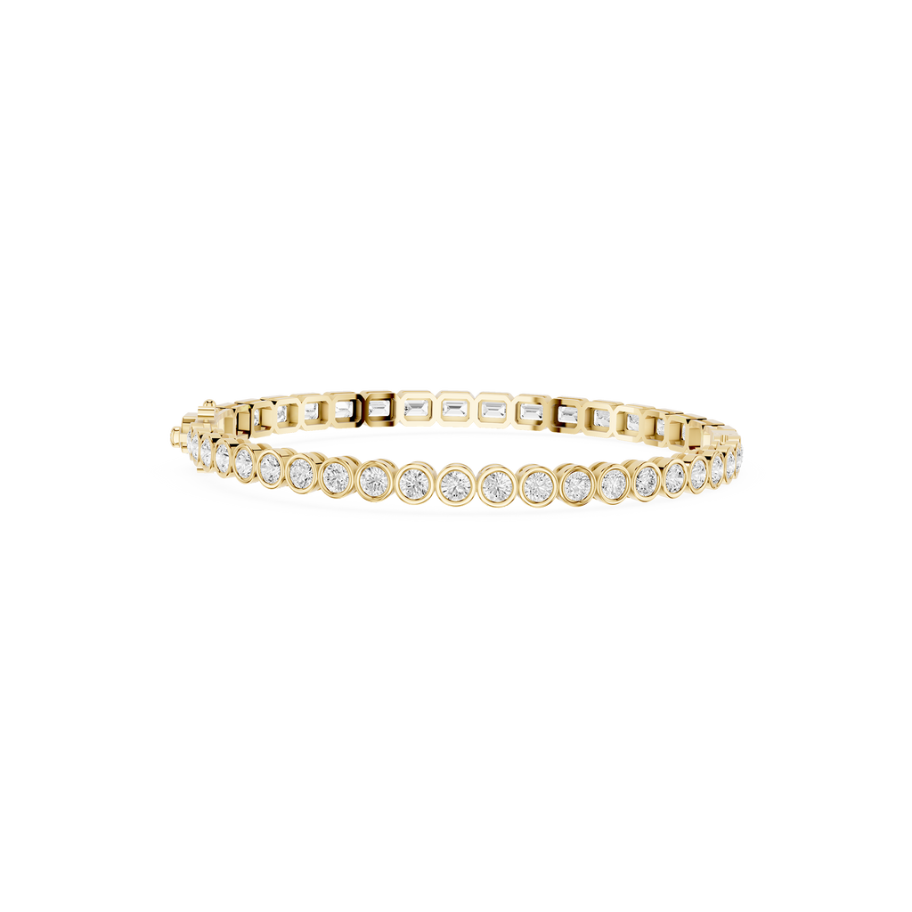 Lab Grown Emerald Cut Bezel Diamond Tennis Bracelet