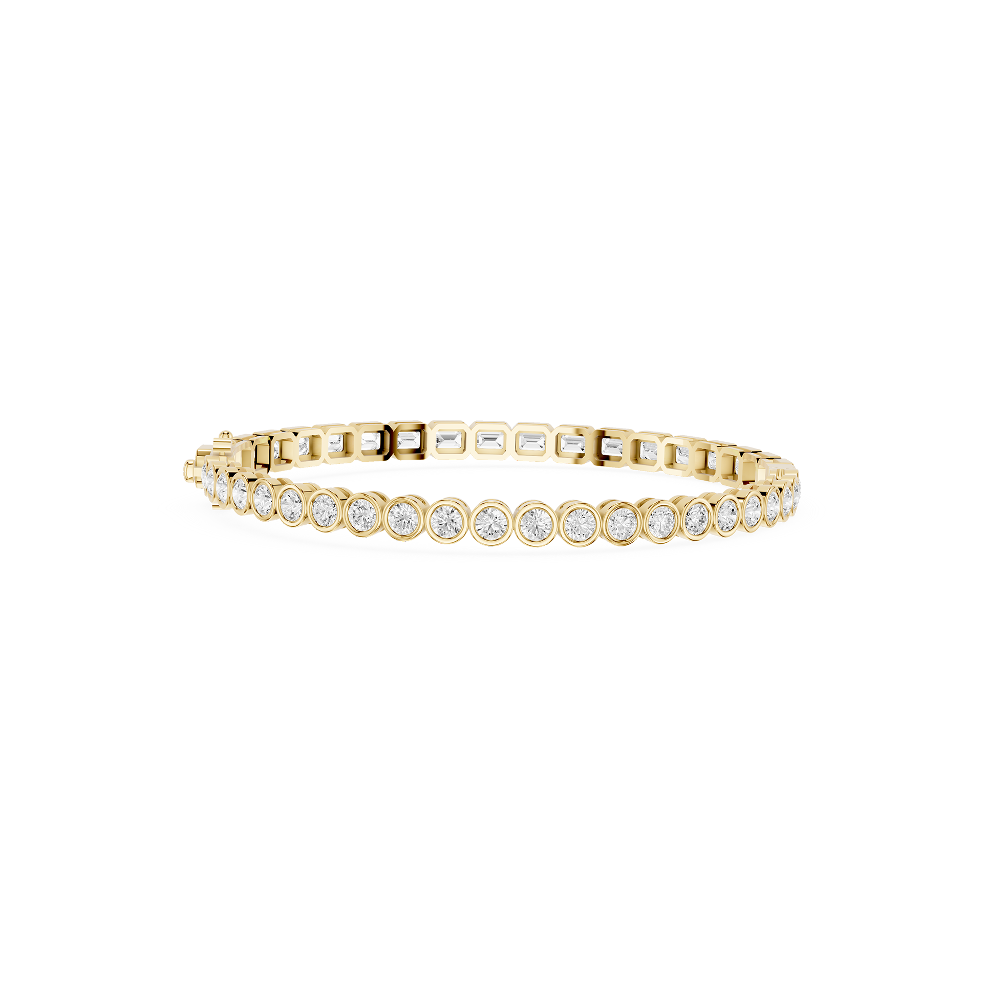 Lab Grown Emerald Cut Bezel Diamond Tennis Bracelet