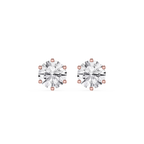 Round Cut Lab Grown Diamond Six Prong Stud Earrings