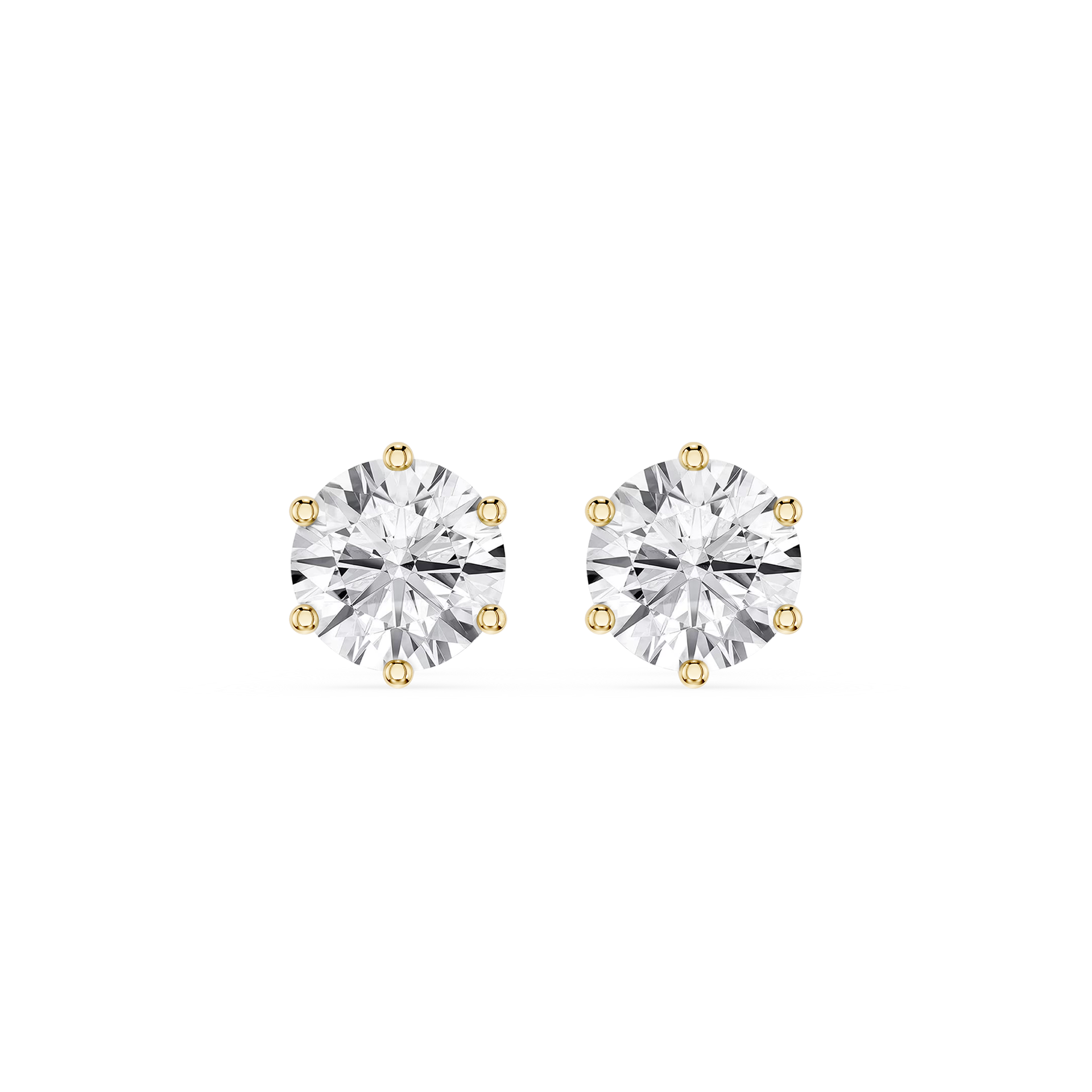 Round Cut Lab Grown Diamond Six Prong Stud Earrings