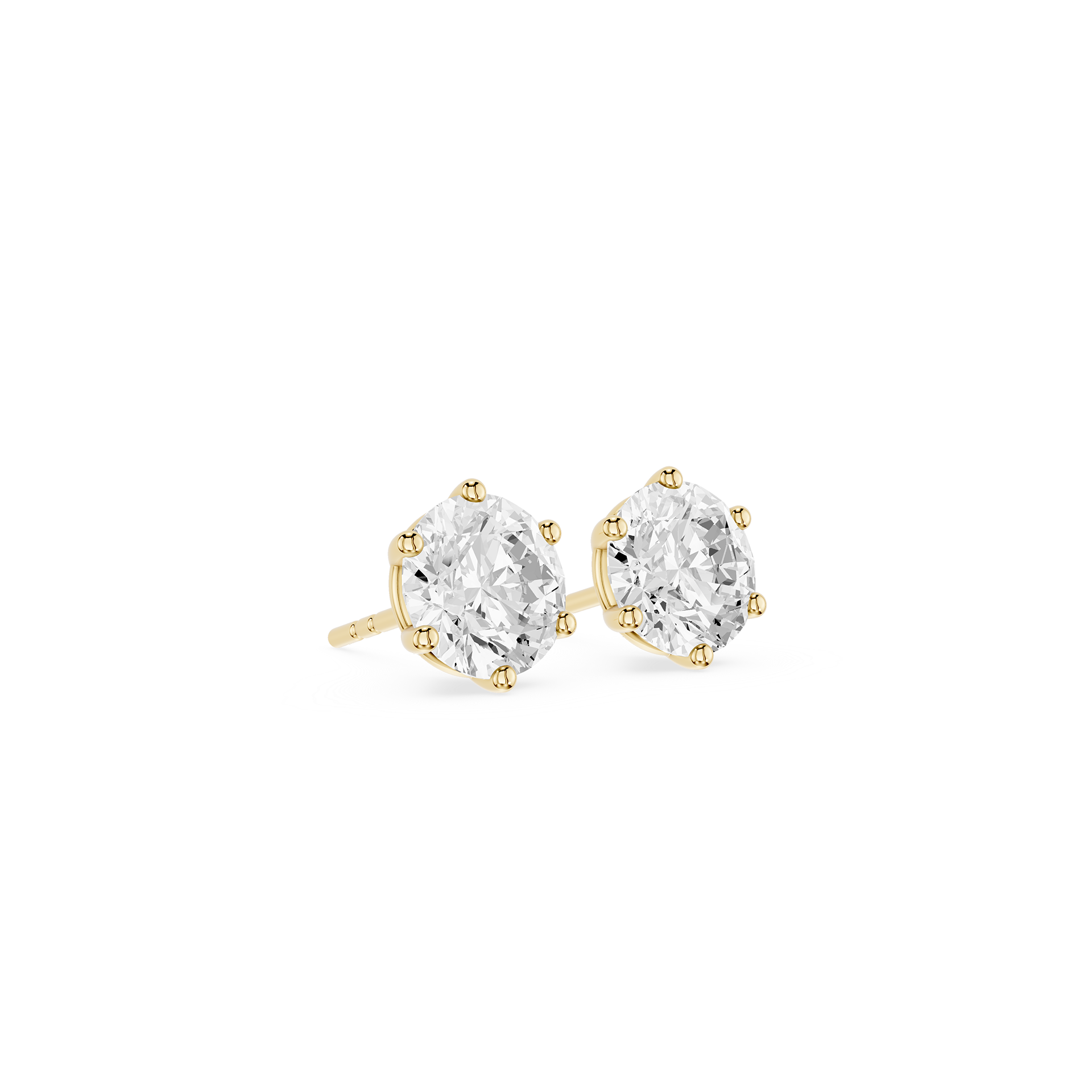 Round Cut Lab Grown Diamond Six Prong Stud Earrings