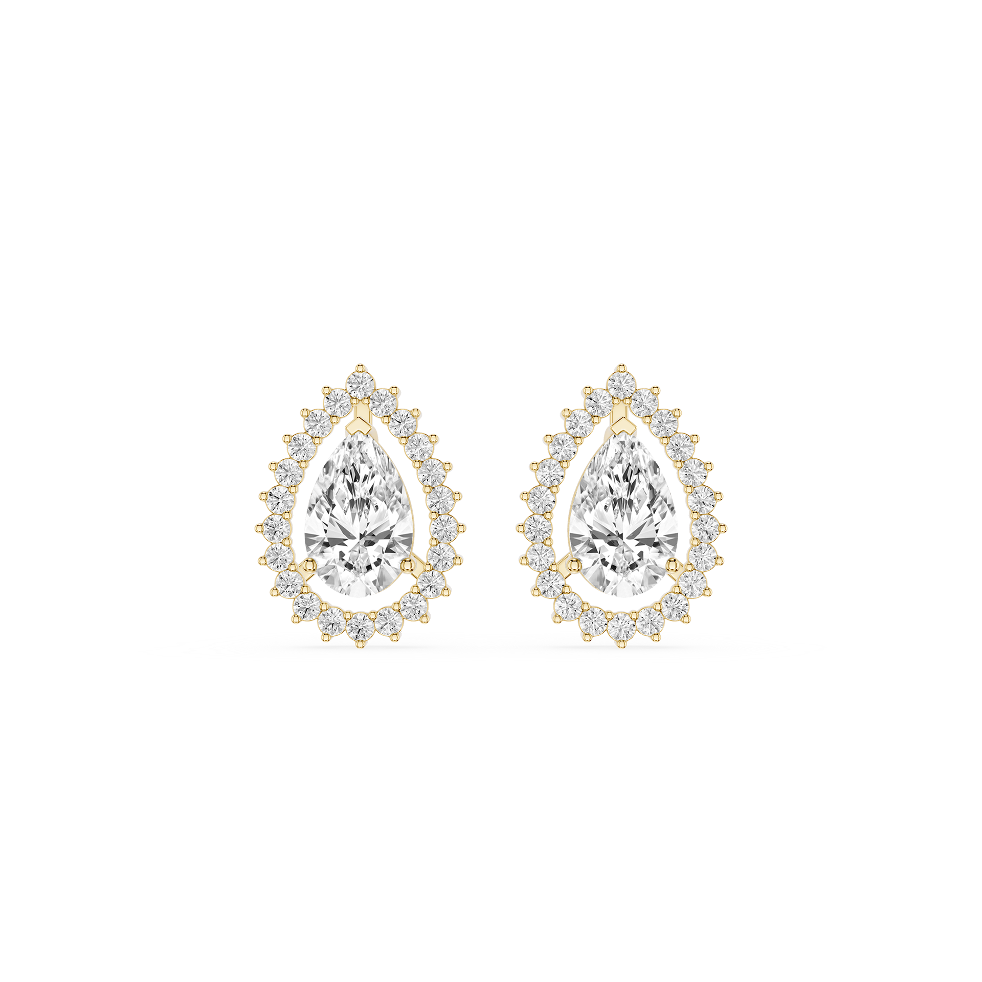 Pear Lab Diamond Halo Stud Earrings