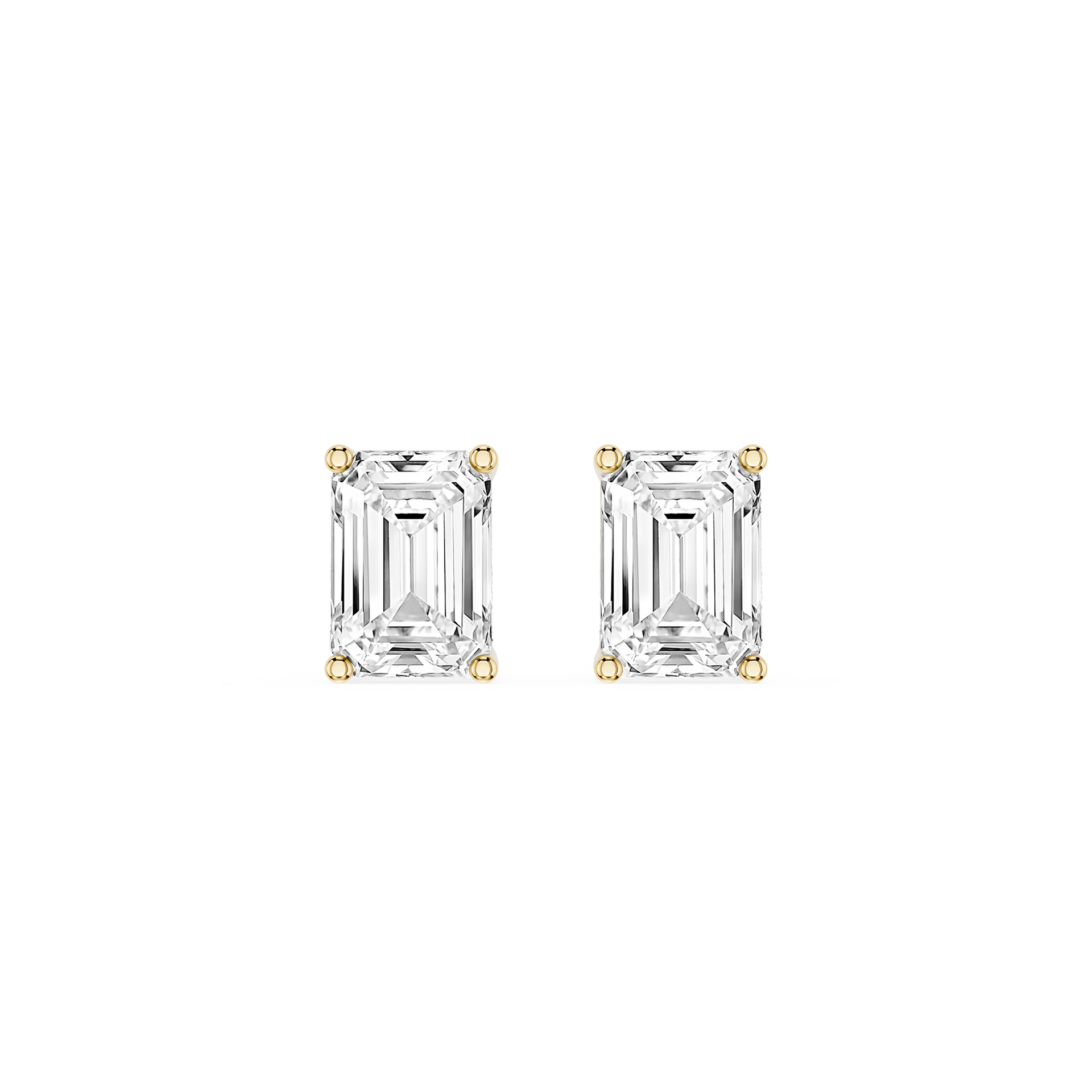 Emerald Cut Lab Diamond Four Prong Stud Earrings