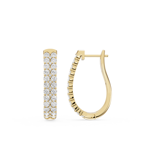 Double Row Lab Grown Diamond Huggie Earrings for Women