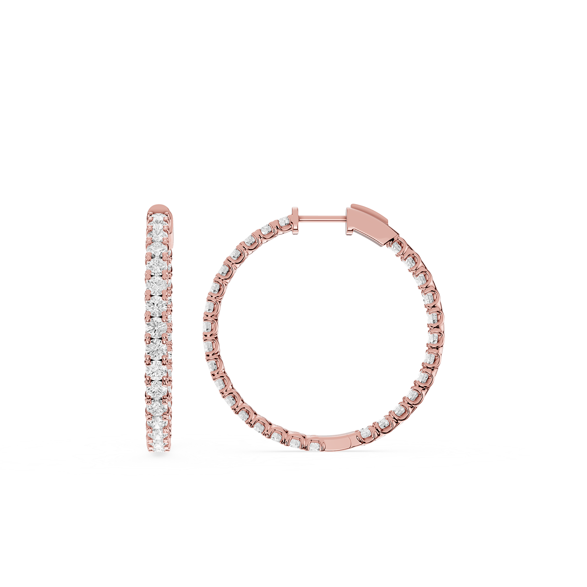 Round Lab Grown Diamond Inside-Out Hoop Earrings for Women